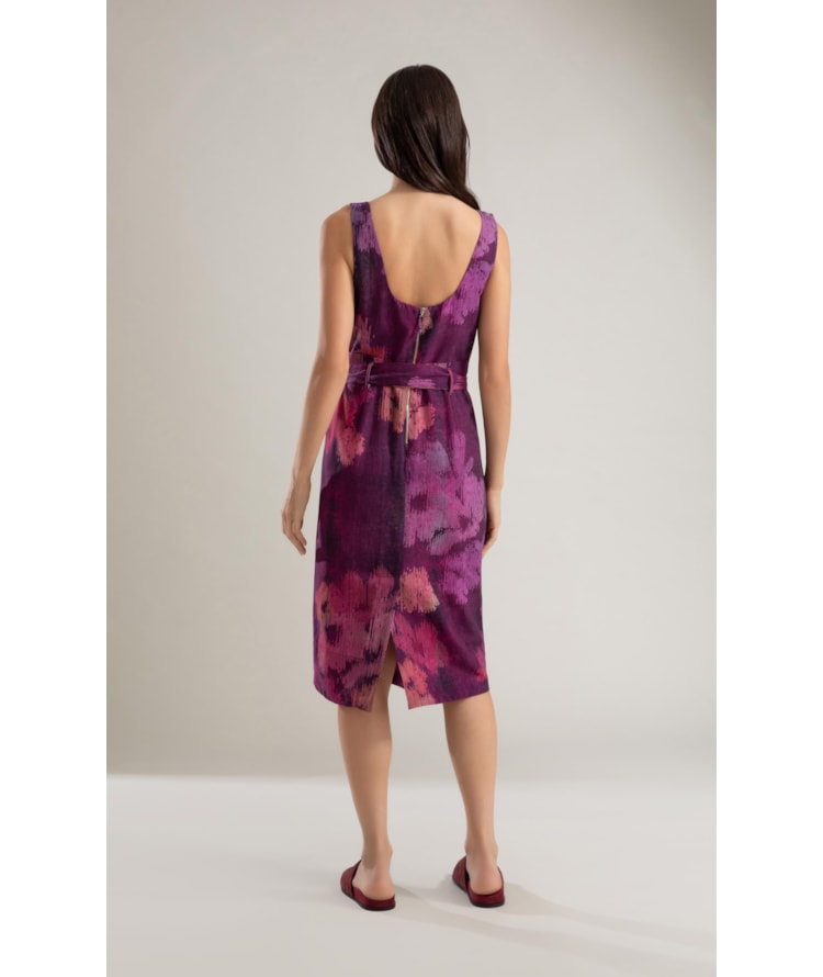 Vestido Linho  Atlas  Est Velvet Beringela
