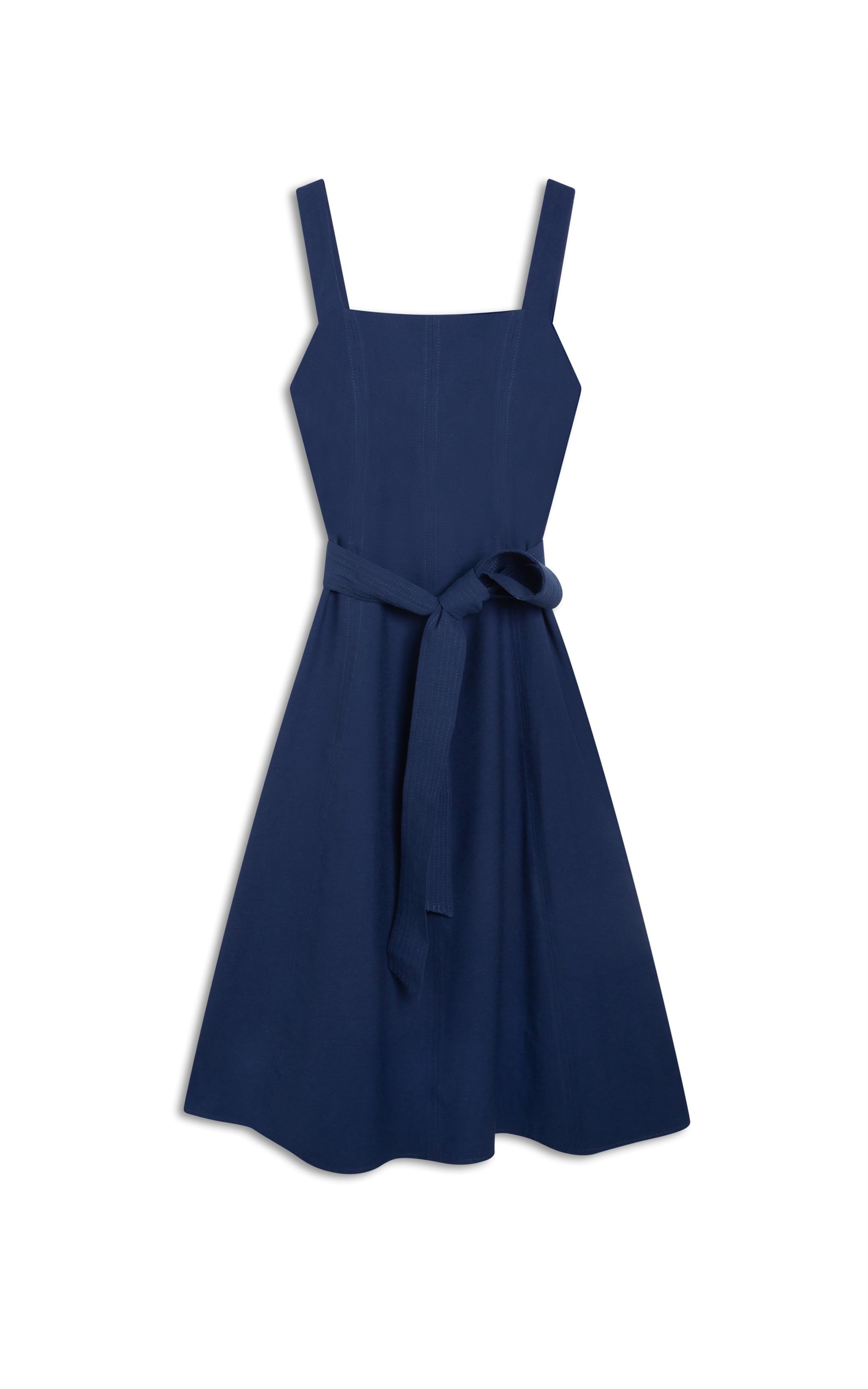 Vestido Linho  Bali  Liso Azul Bic