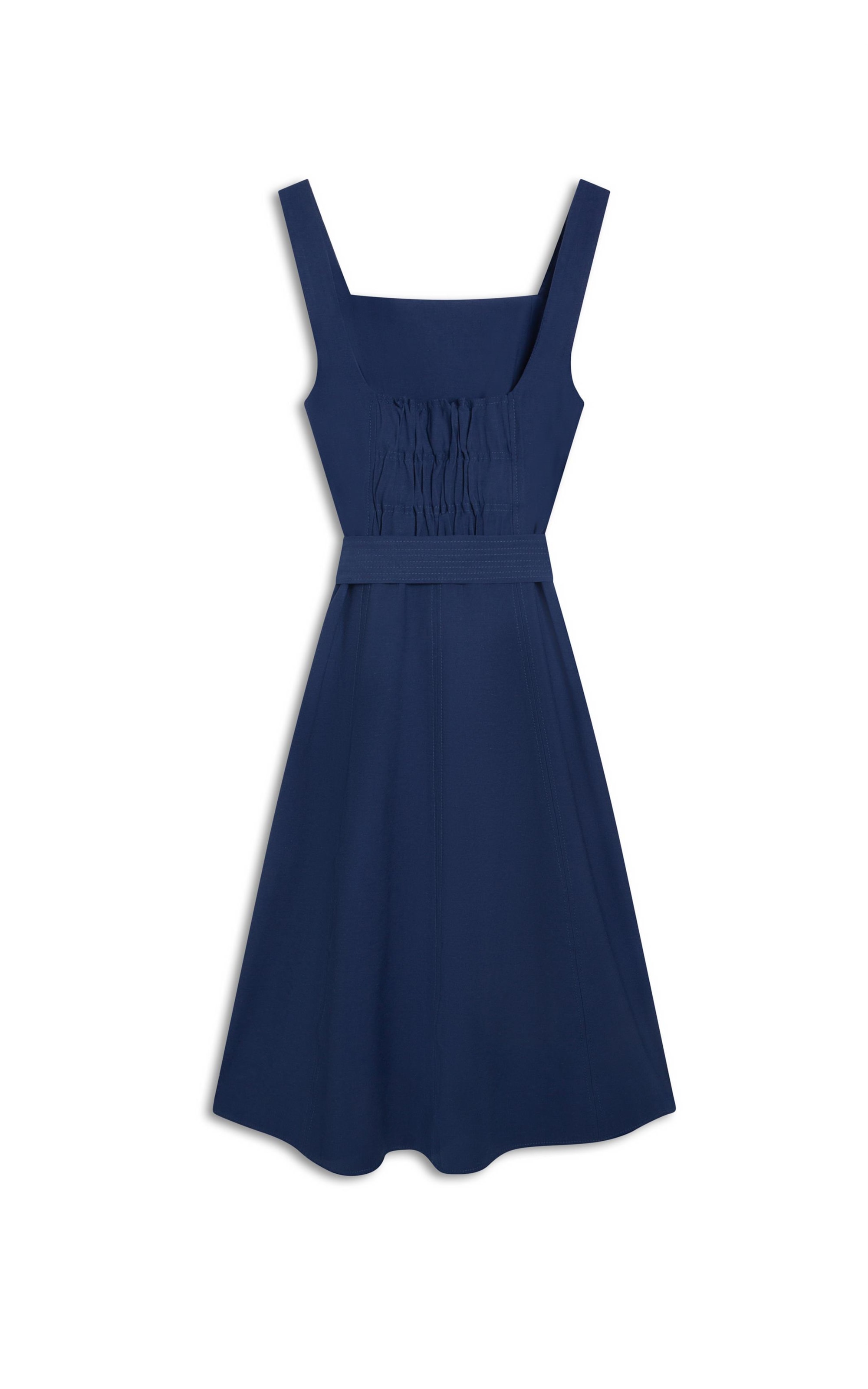 Vestido Linho  Bali  Liso Azul Bic