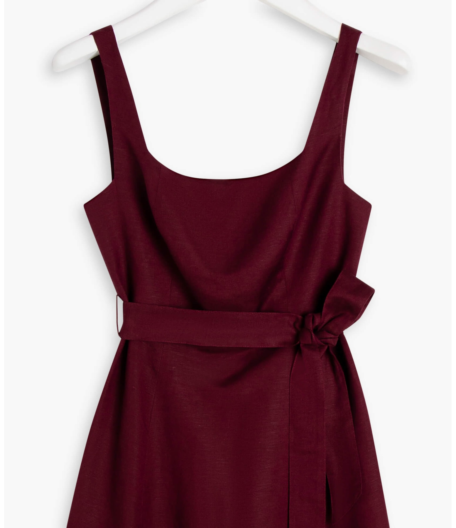 Vestido Linho  Bethânia  Liso Bordeaux
