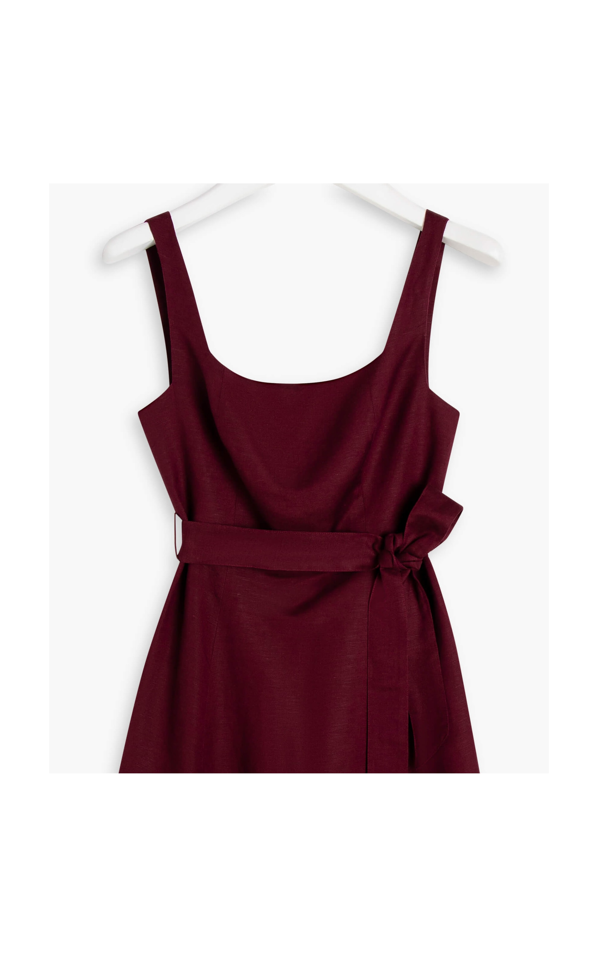 Vestido Linho  Bethânia  Liso Bordeaux