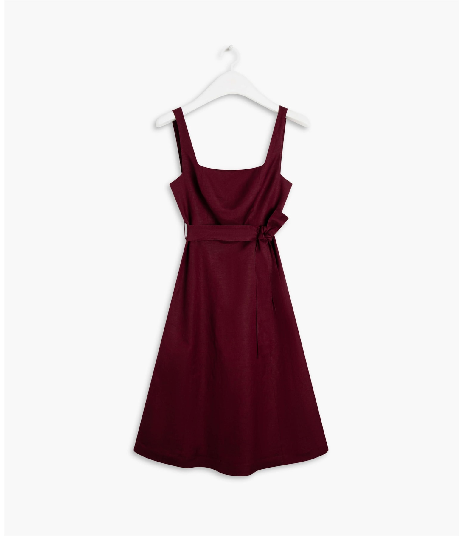 Vestido Linho  Bethânia  Liso Bordeaux