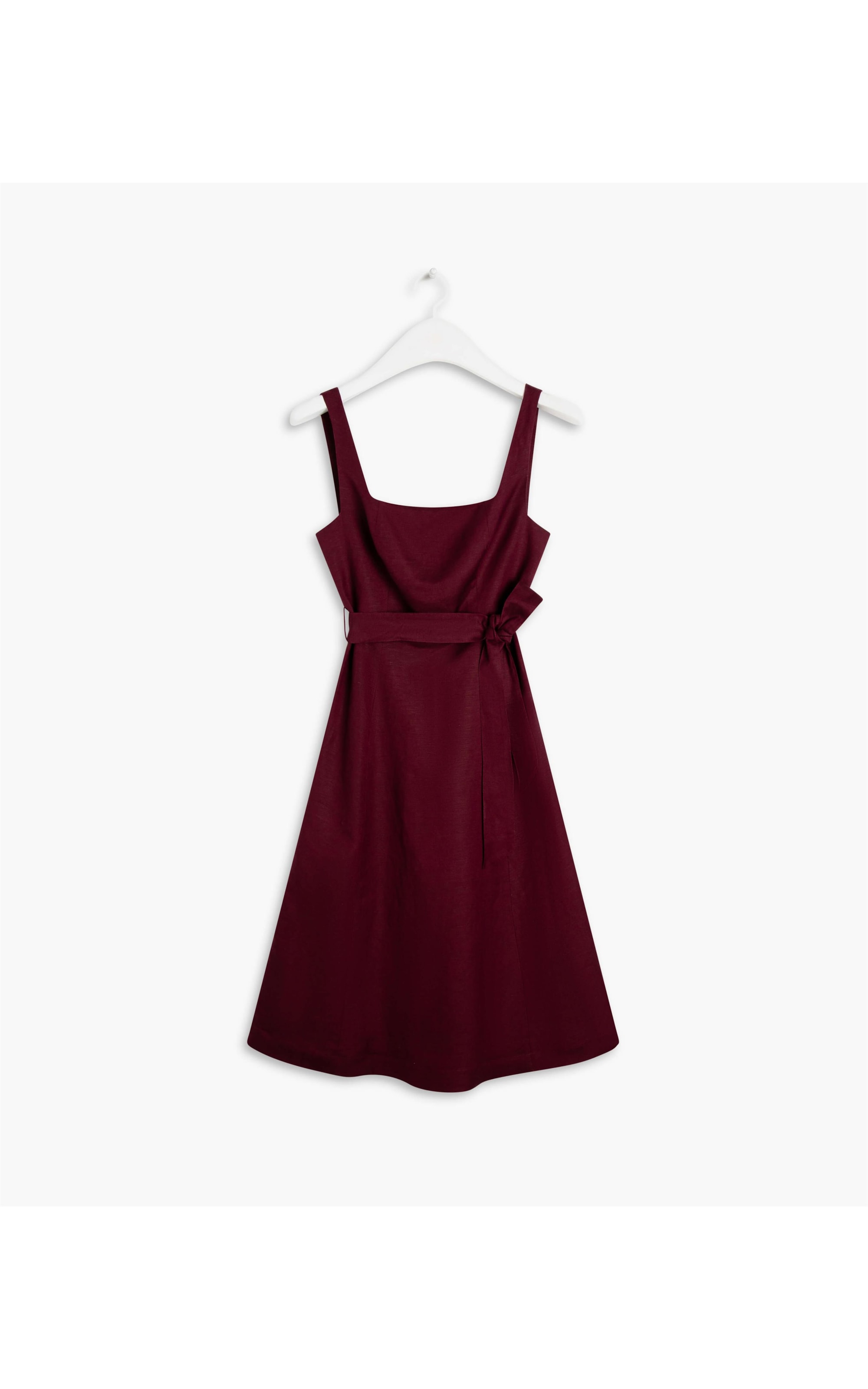 Vestido Linho  Bethânia  Liso Bordeaux