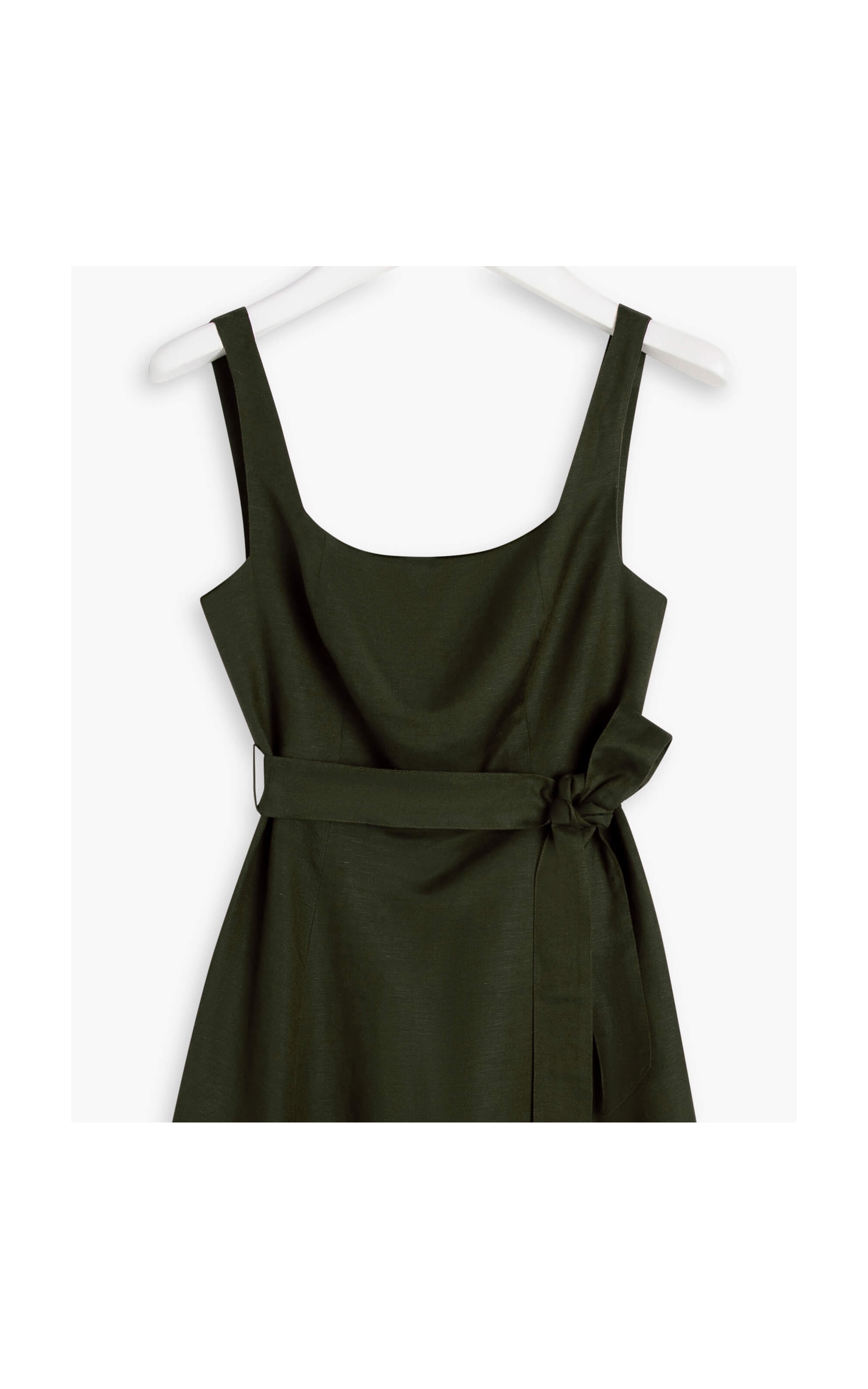 Vestido Linho  Bethânia  Liso Verde Militar
