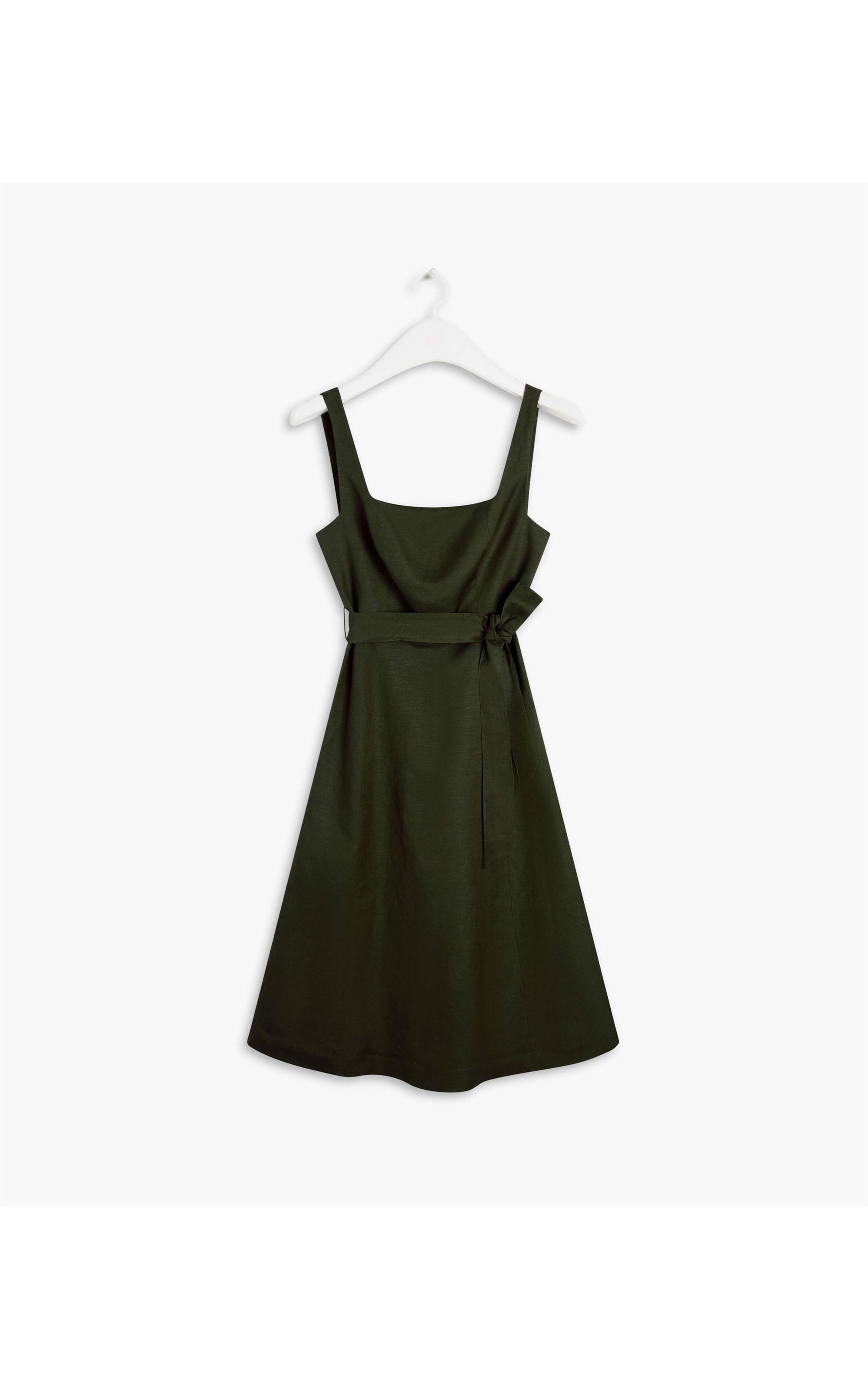 Vestido Linho  Bethânia  Liso Verde Militar