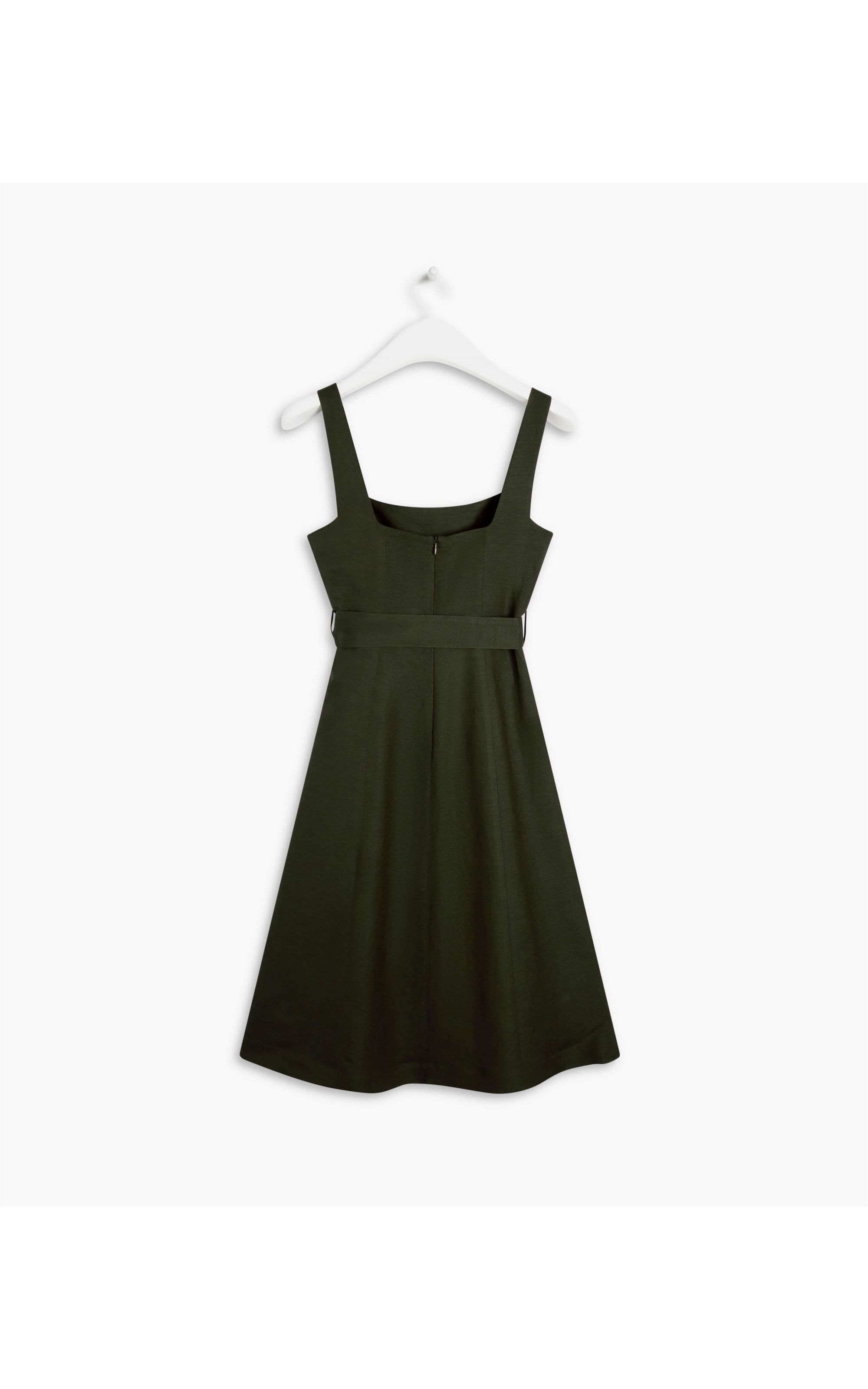 Vestido Linho  Bethânia  Liso Verde Militar