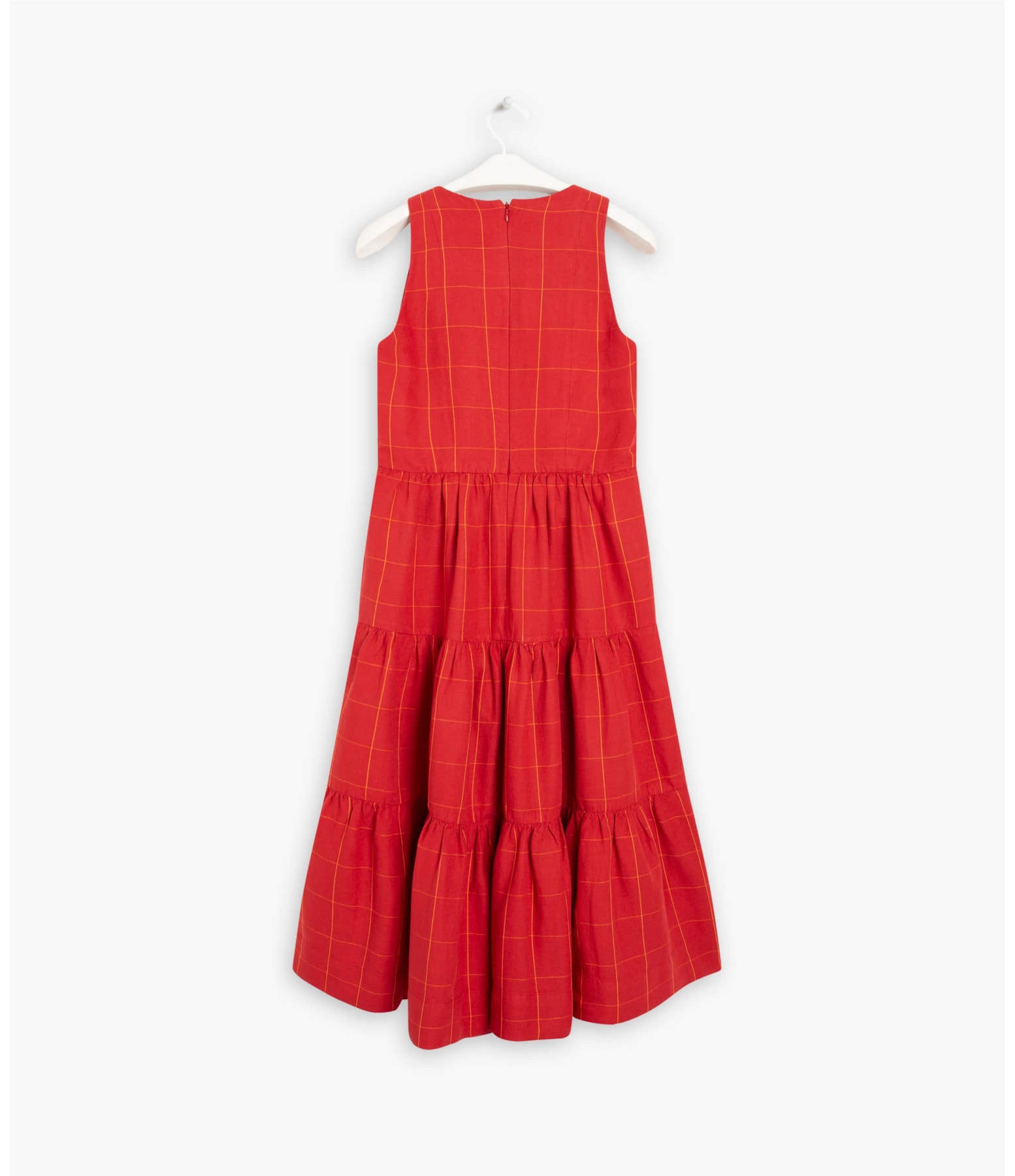 Vestido Linho  Blu  Ft Xadrez Vermelho
