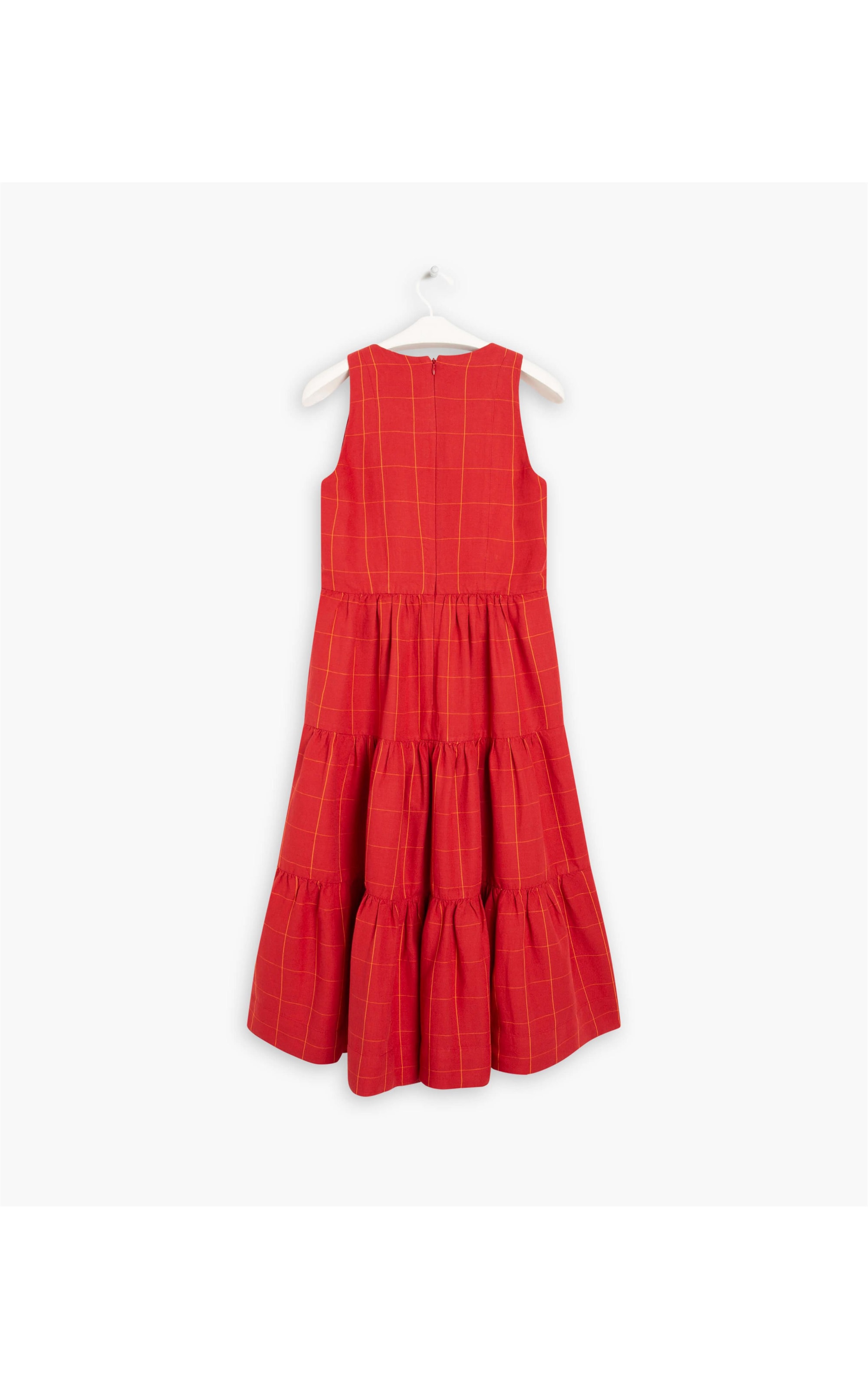 Vestido Linho  Blu  Ft Xadrez Vermelho