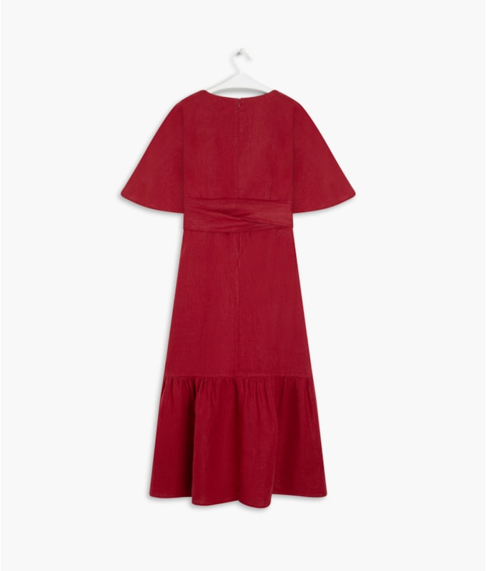 Vestido Linho  Brigite  Liso Vinho