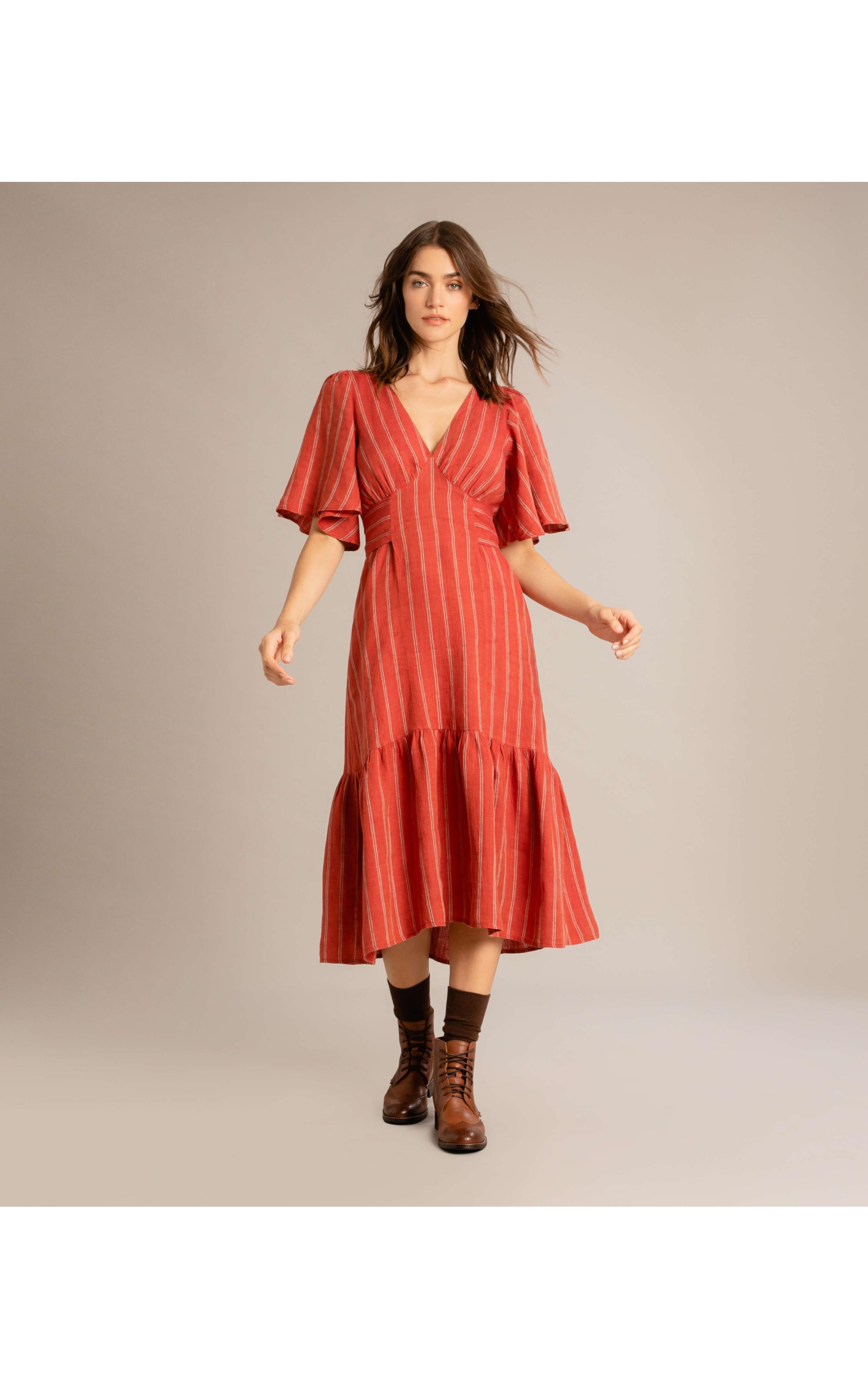Vestido Linho  Brigite  Liso Vinho