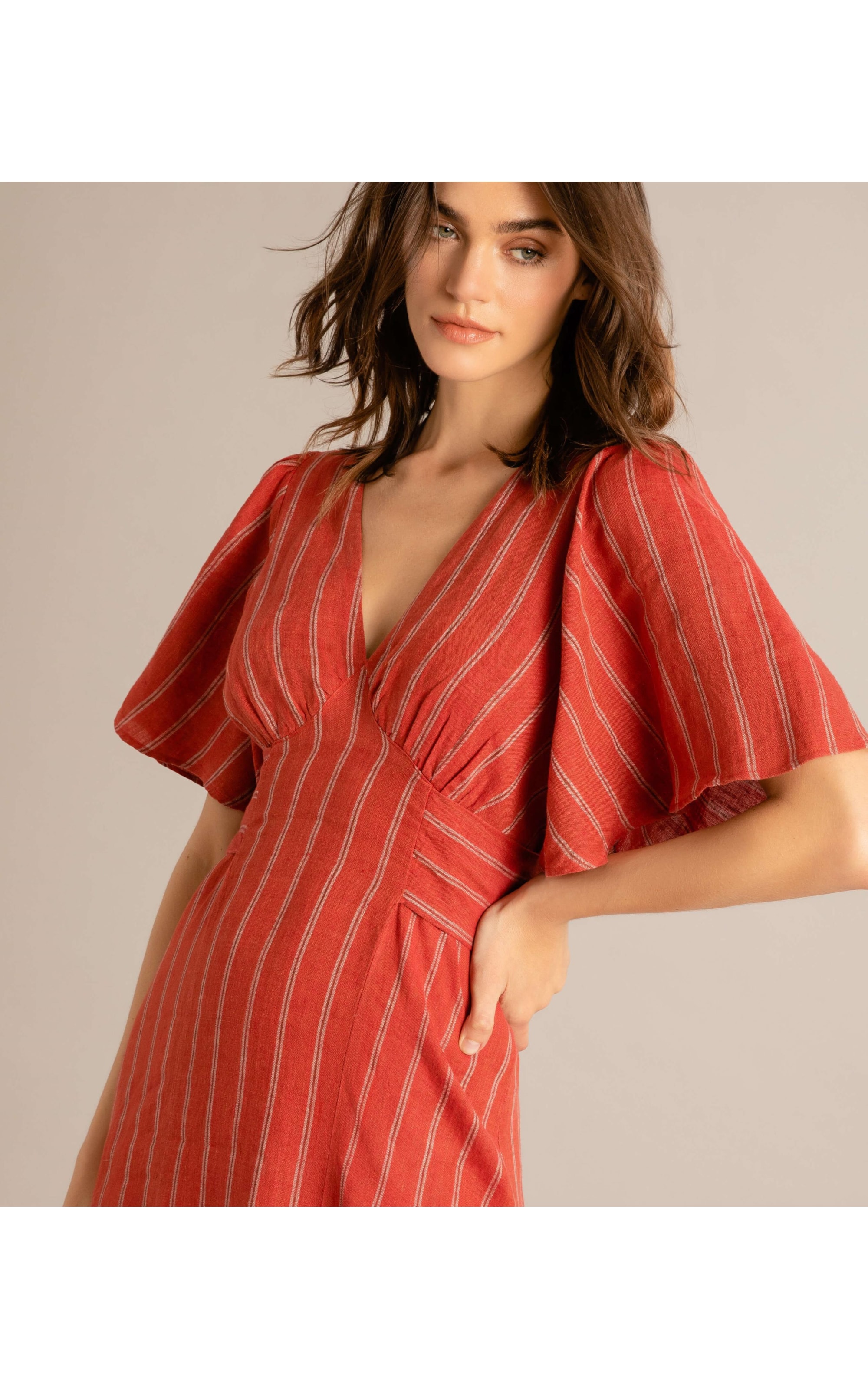 Vestido Linho  Brigite  Liso Vinho