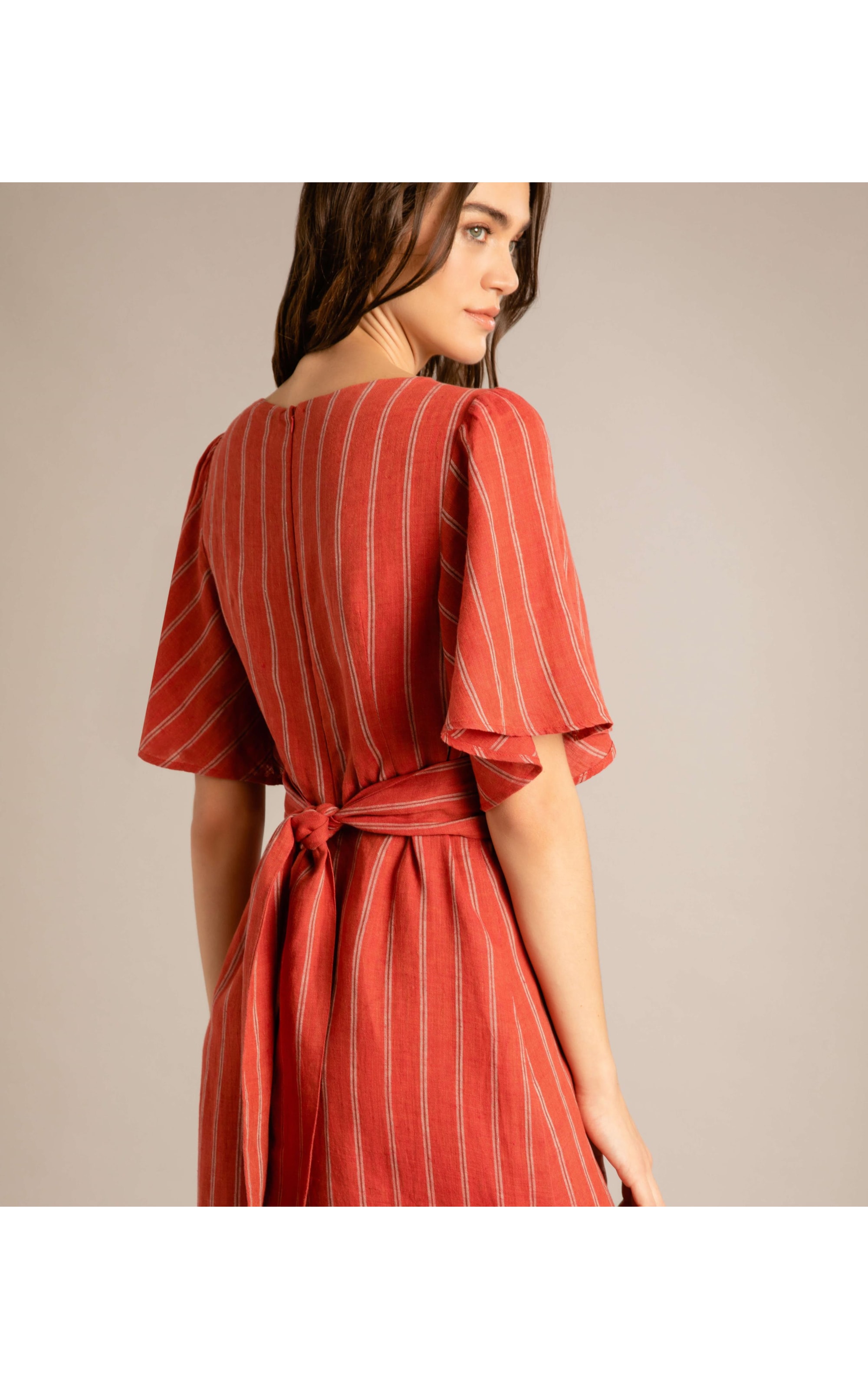 Vestido Linho  Brigite  Liso Vinho