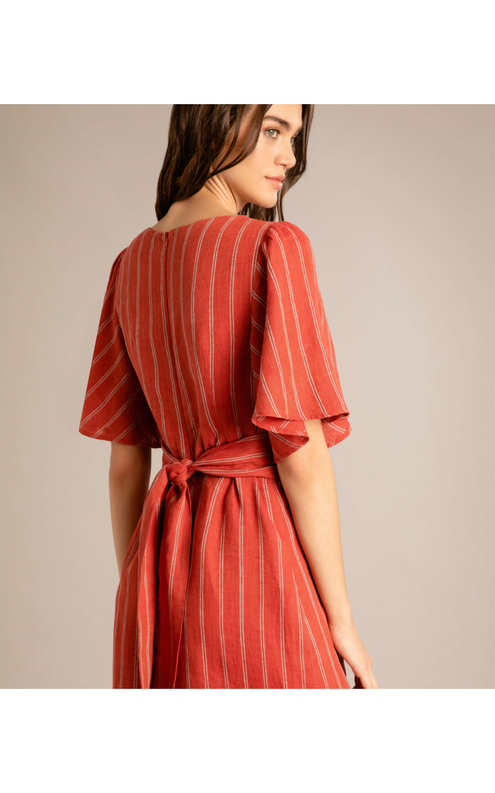 Vestido Linho  Brigite  Liso Vinho