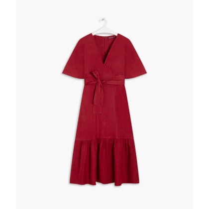 Vestido Linho  Brigite  Liso Vinho