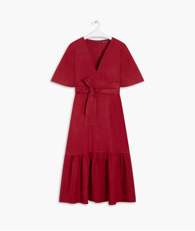 Vestido Linho  Brigite  Liso Vinho