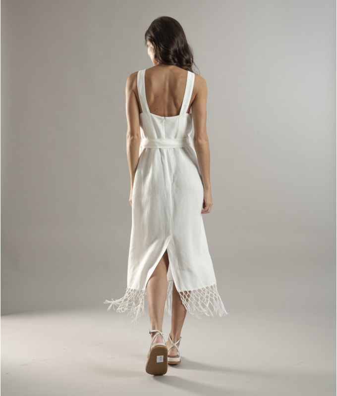 Vestido Linho  Buzios  Liso Off White