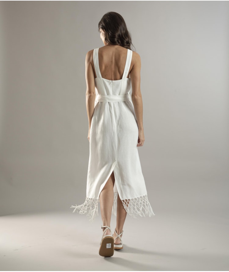 Vestido Linho  Buzios  Liso Off White
