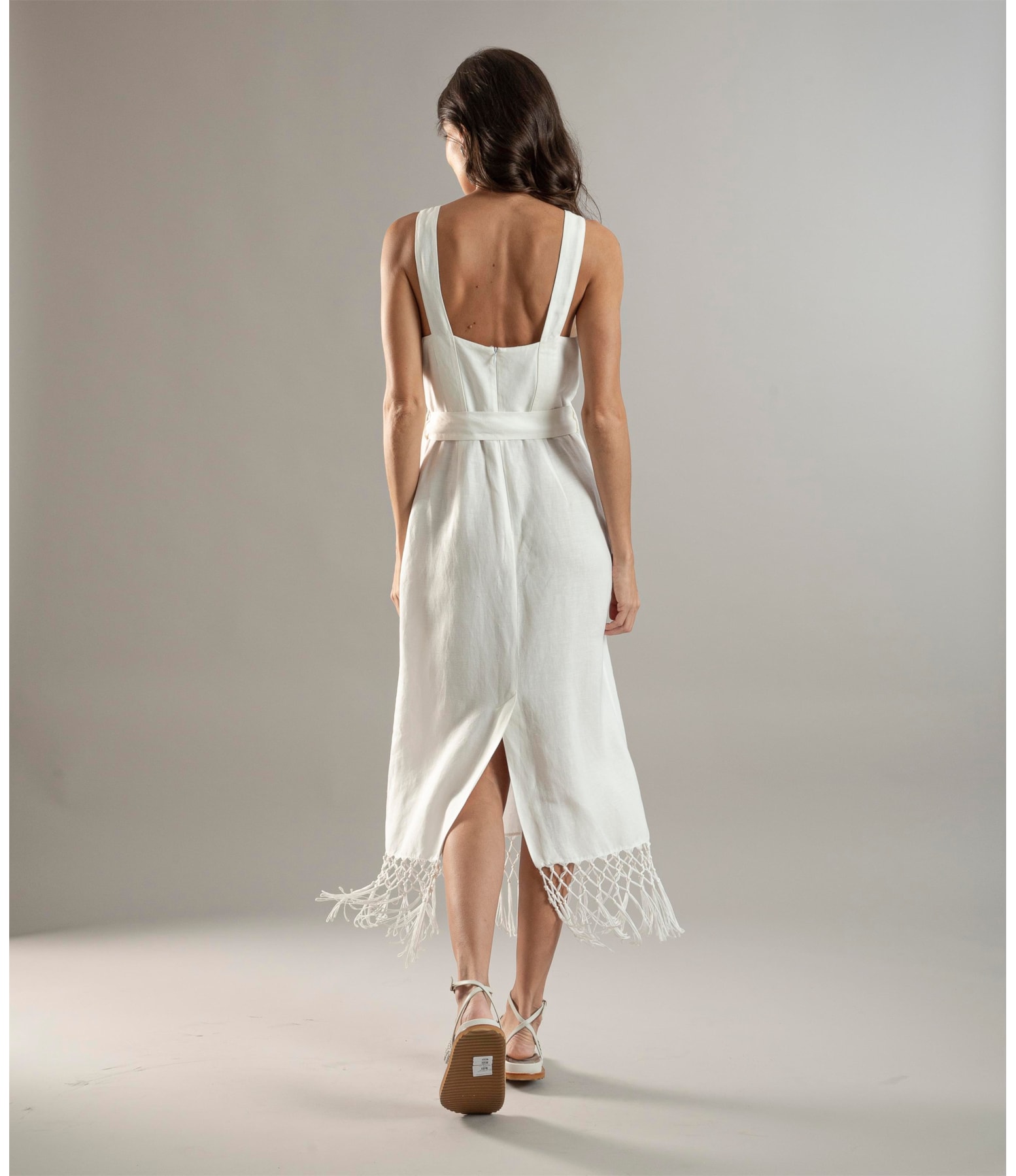 Vestido Linho  Buzios  Liso Off White