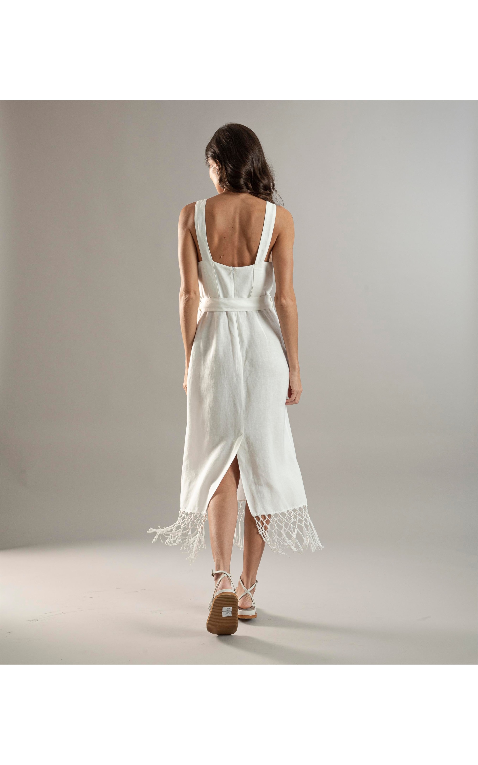 Vestido Linho  Buzios  Liso Off White