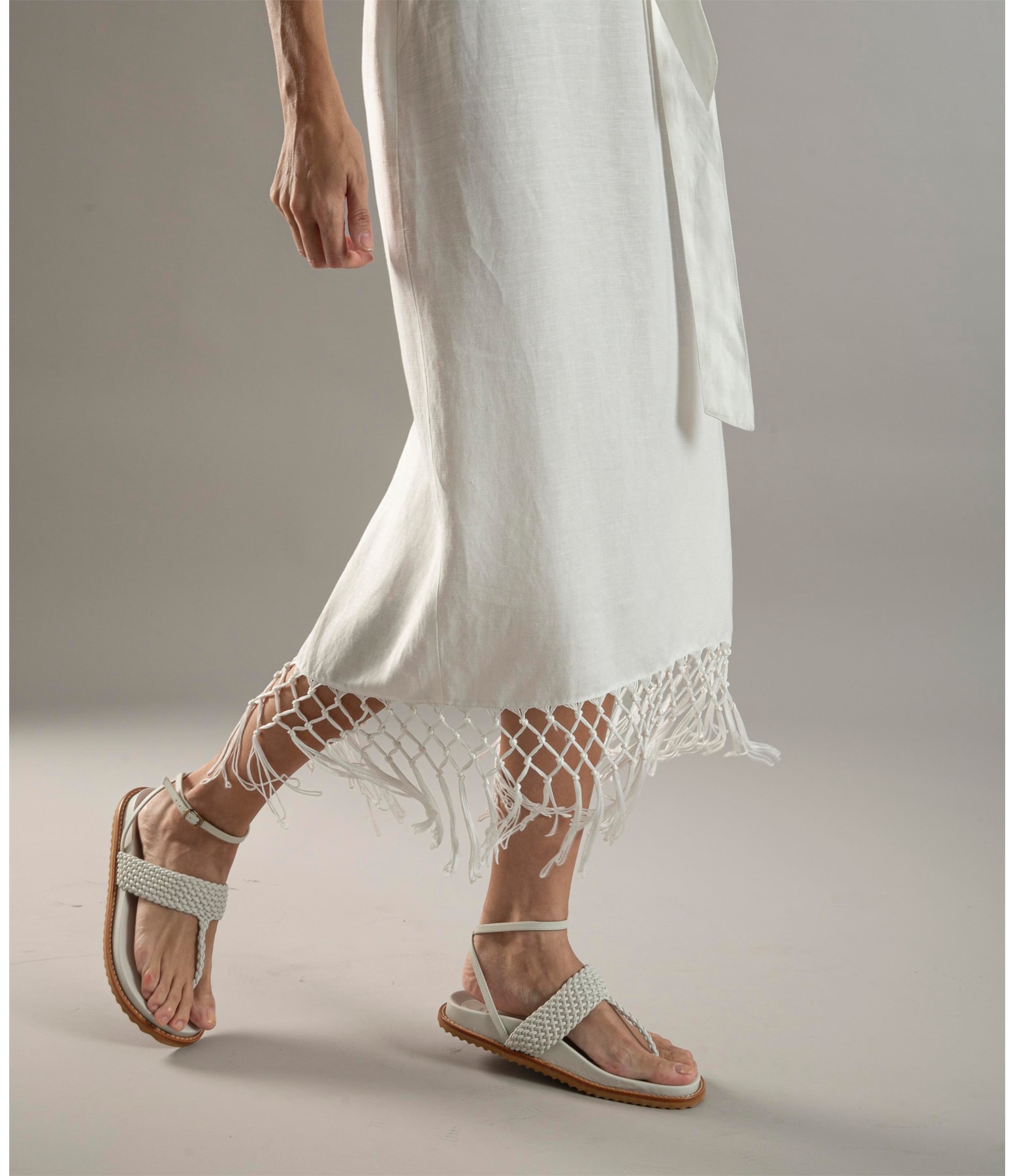 Vestido Linho  Buzios  Liso Off White