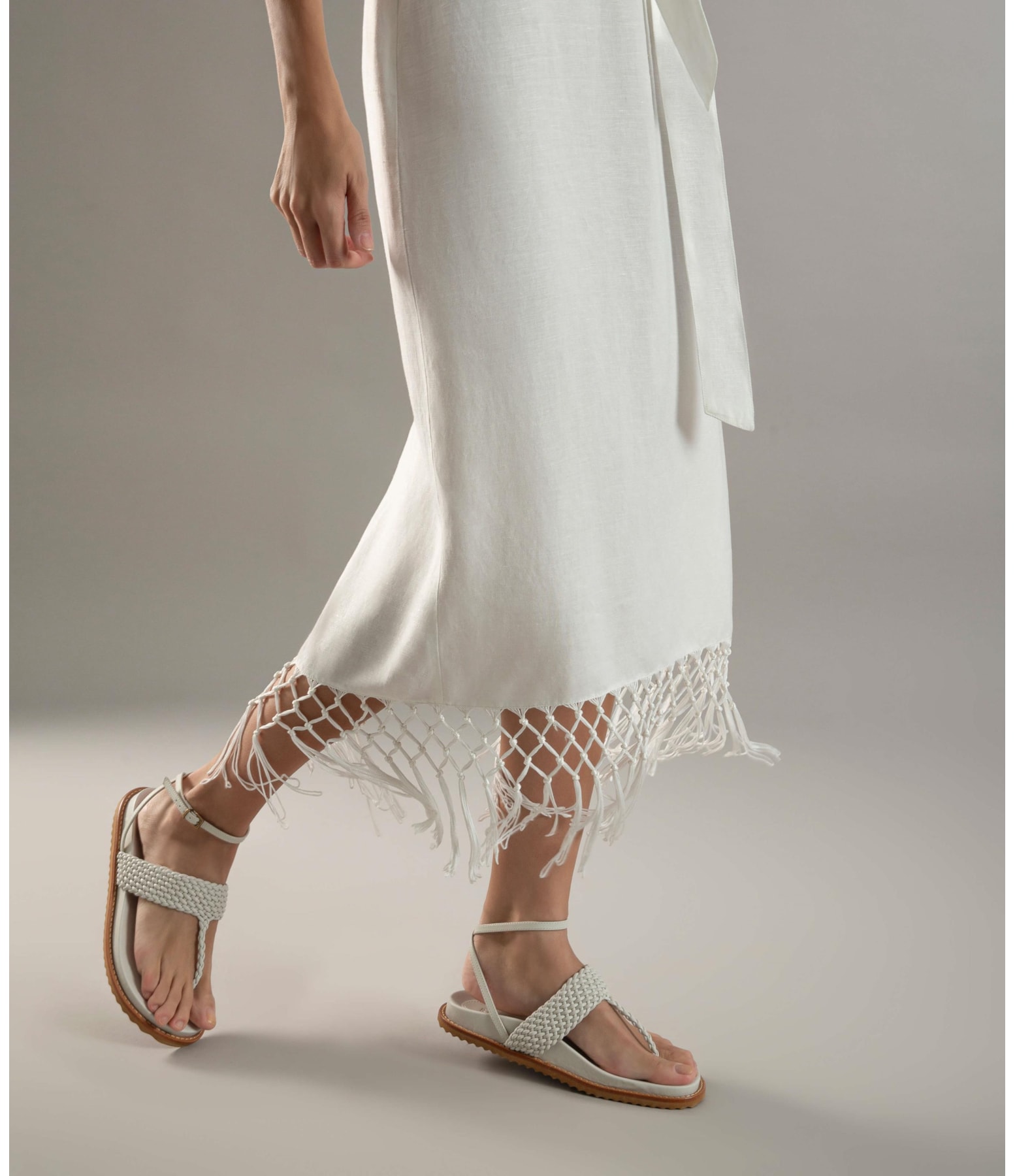 Vestido Linho  Buzios  Liso Off White