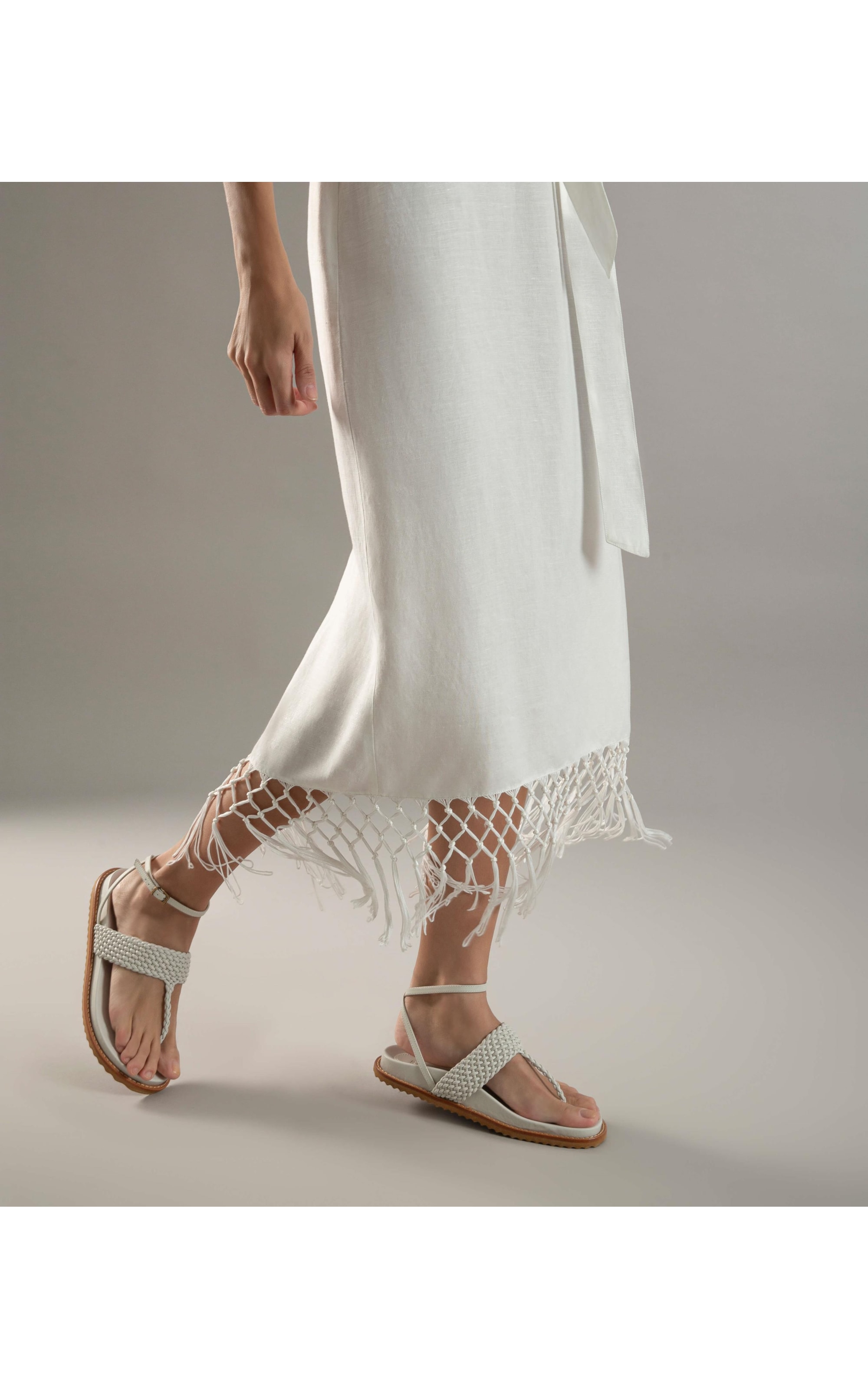 Vestido Linho  Buzios  Liso Off White