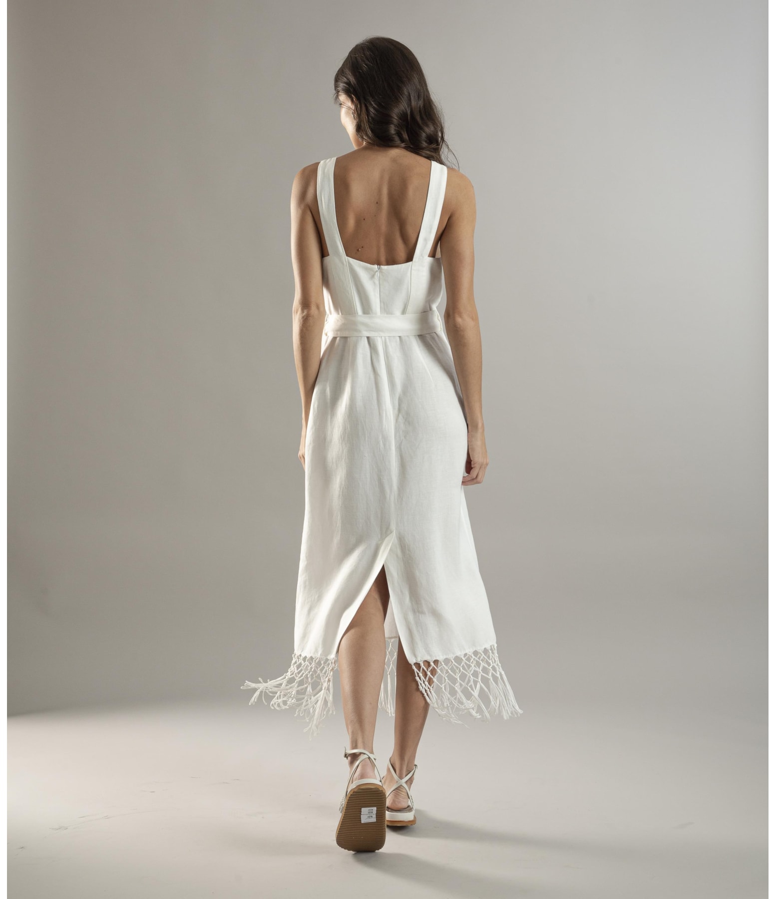 Vestido Linho  Buzios  Liso Off White