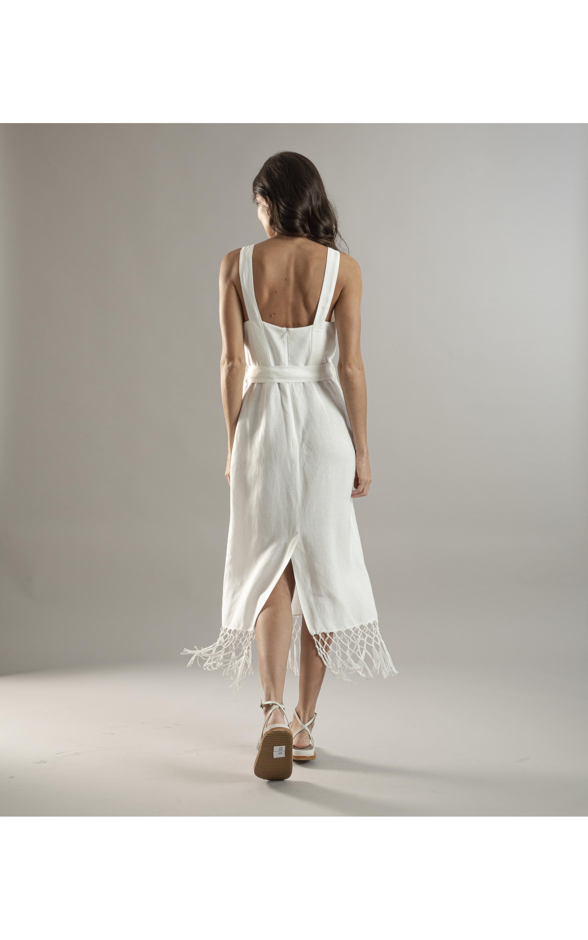Vestido Linho  Buzios  Liso Off White