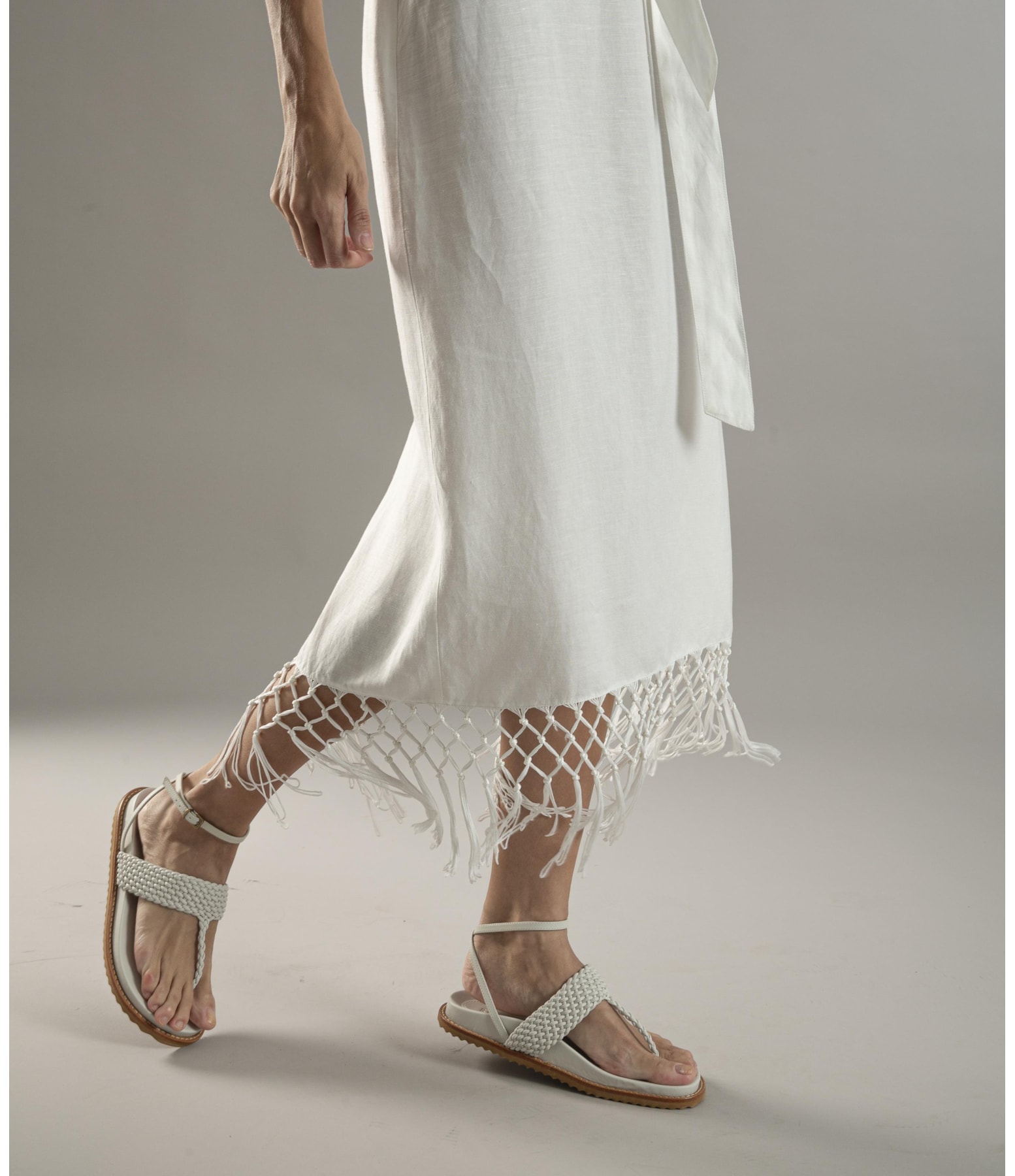 Vestido Linho  Buzios  Liso Off White