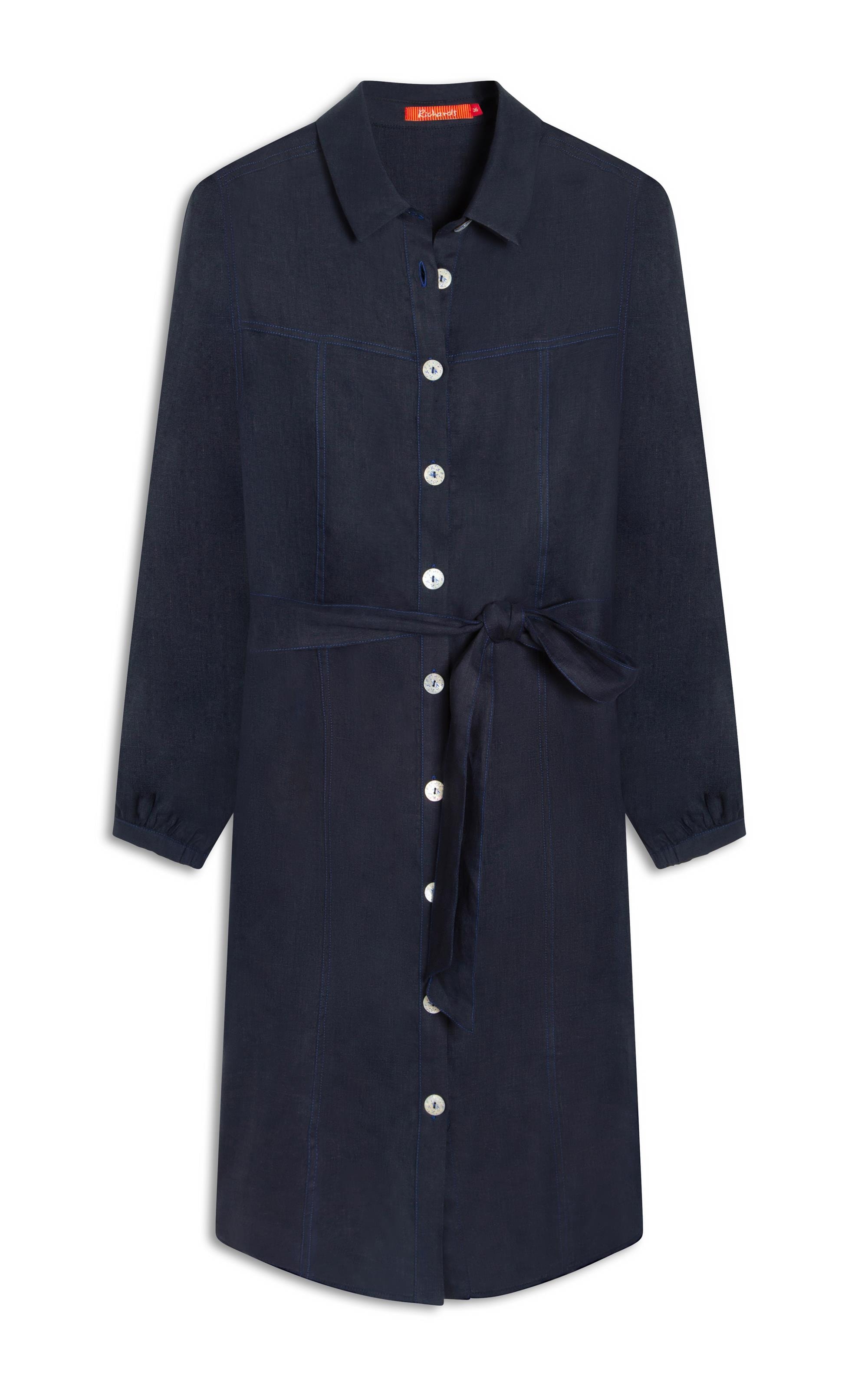 Vestido Linho  Emi  Liso Dark Navy