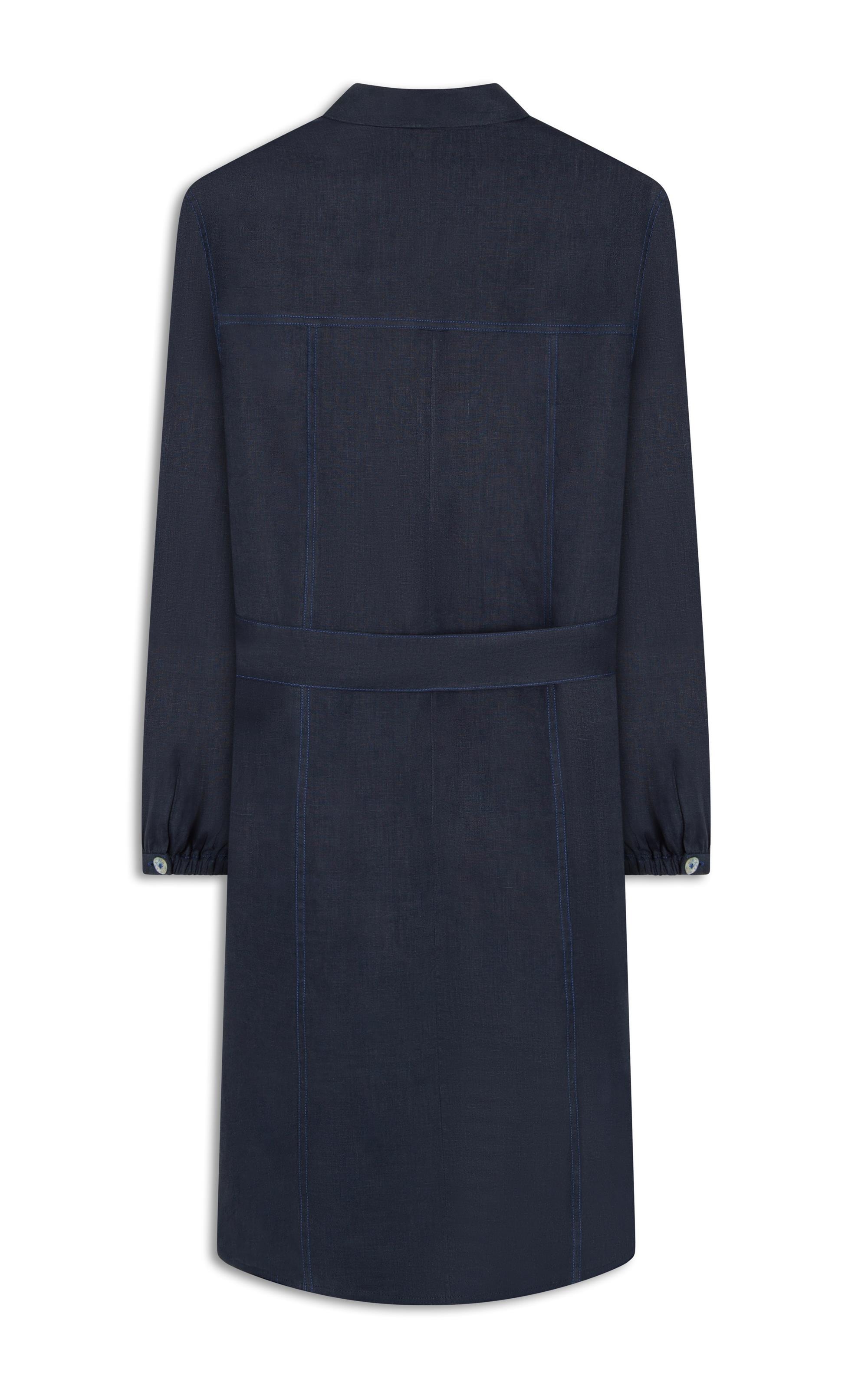 Vestido Linho  Emi  Liso Dark Navy