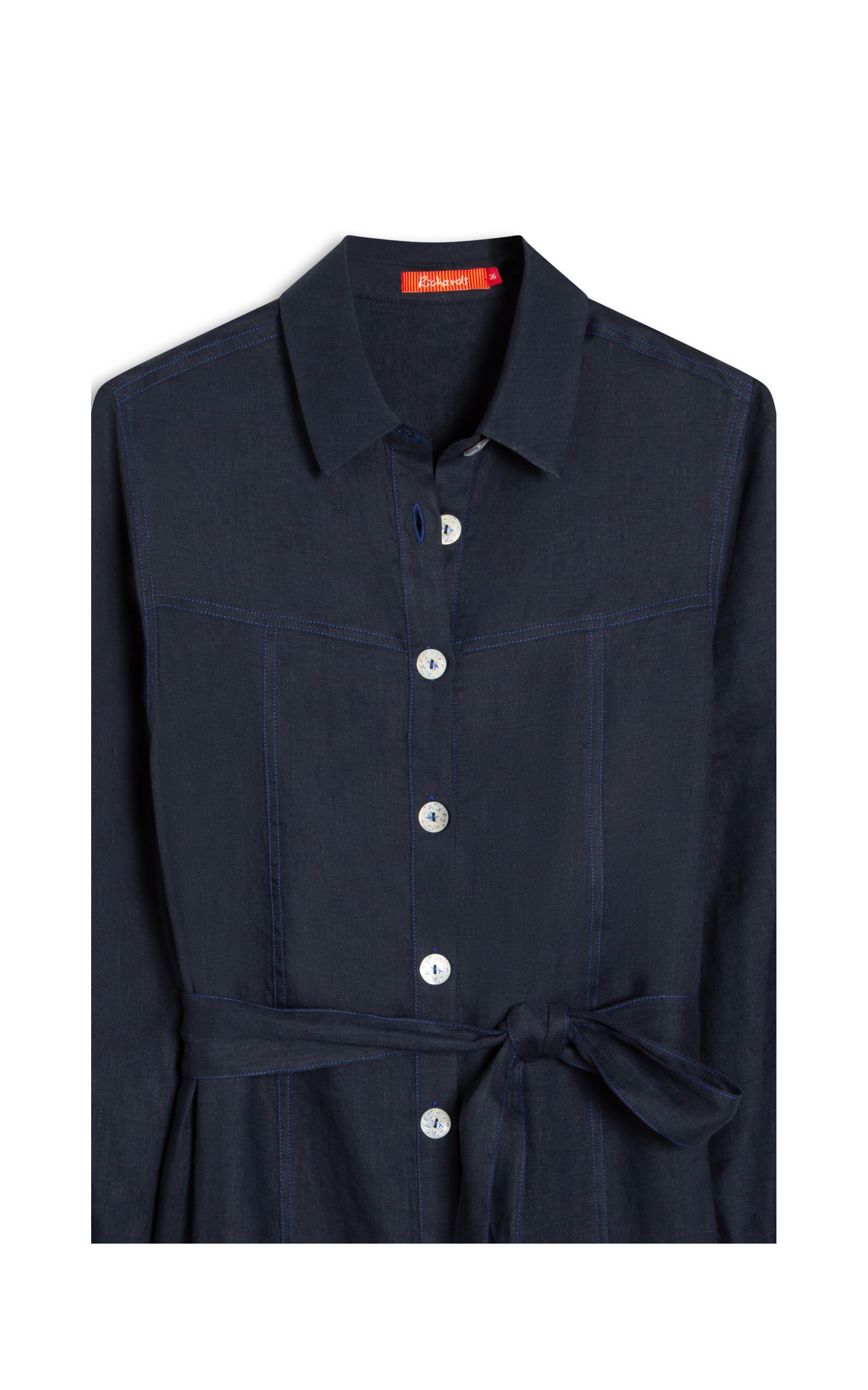 Vestido Linho  Emi  Liso Dark Navy