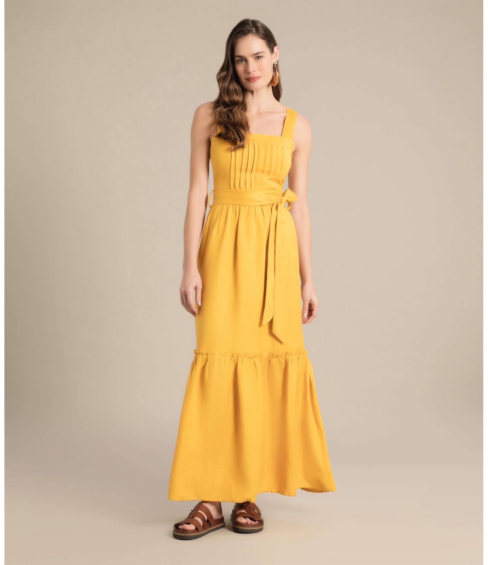 Vestido Linho  Fá Amarelo