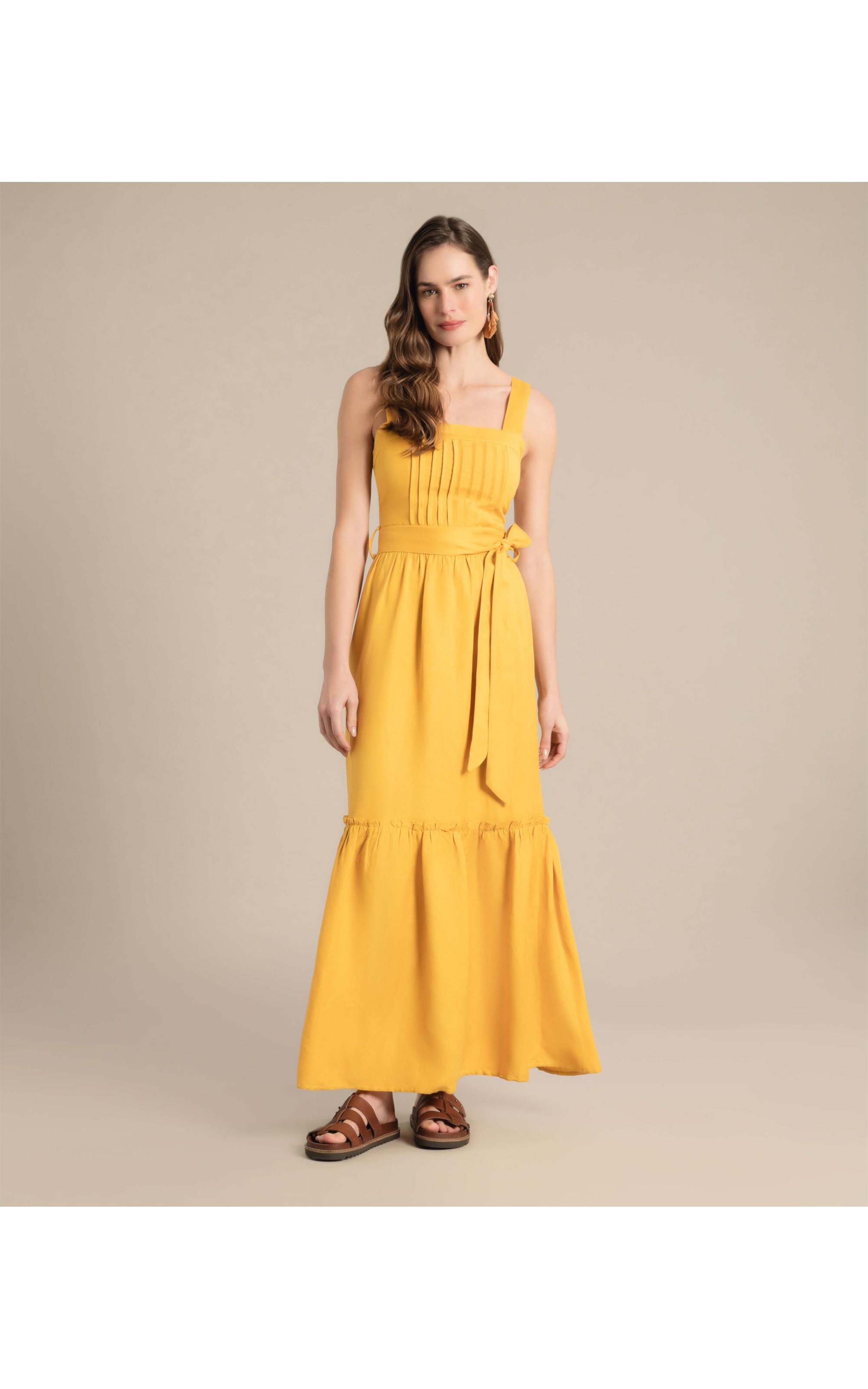 Vestido Linho  Fá Amarelo