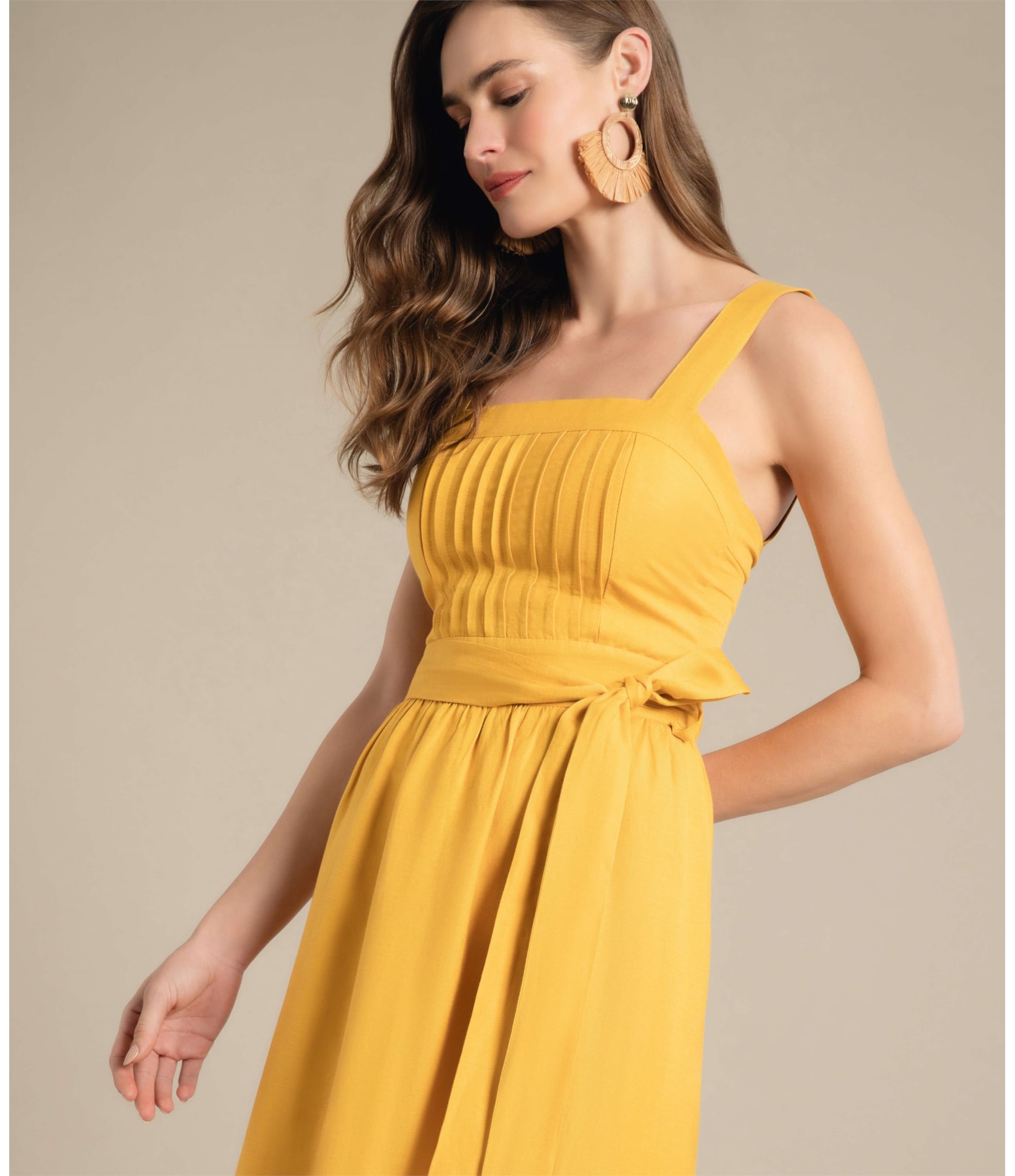 Vestido Linho  Fá Amarelo