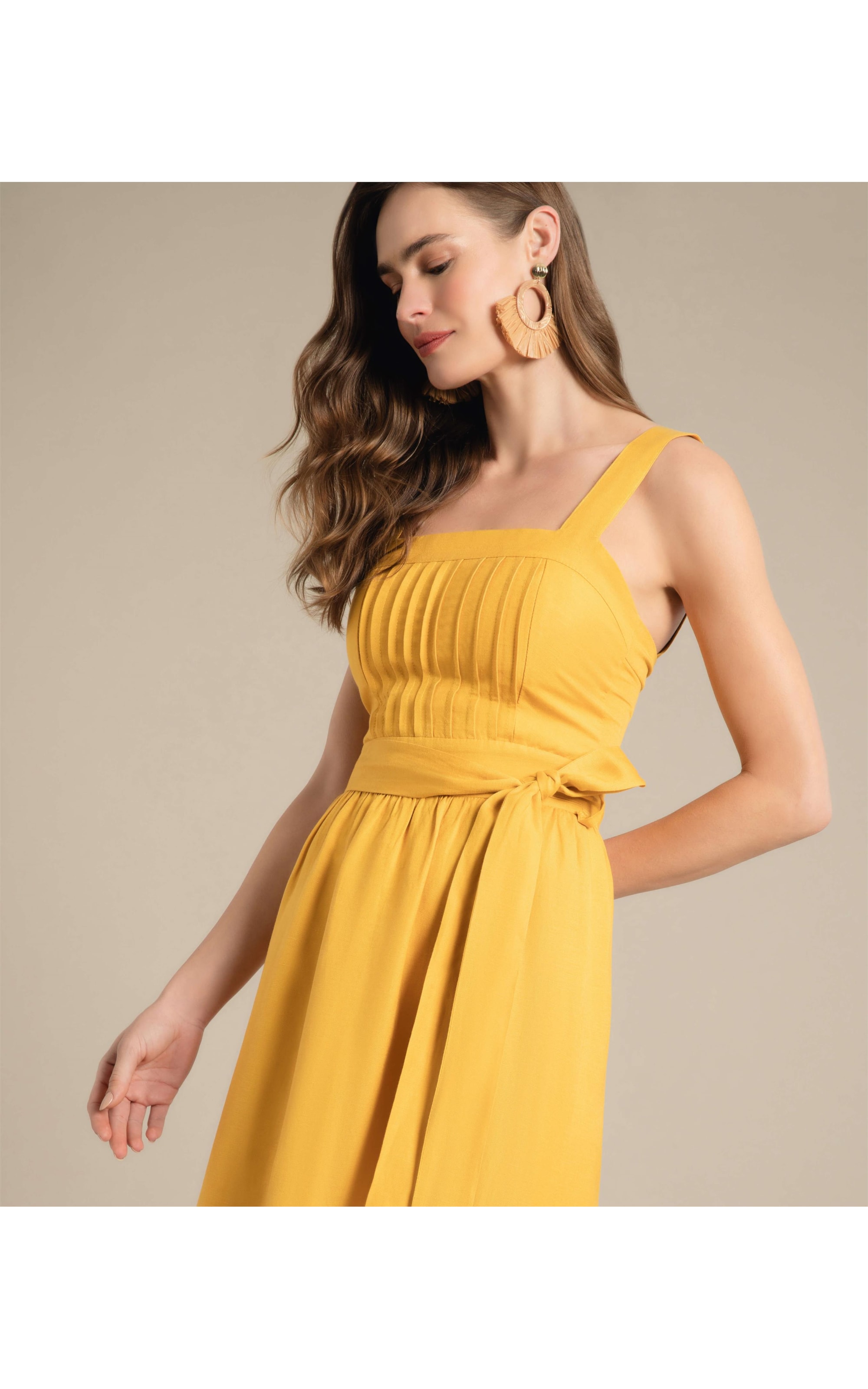 Vestido Linho  Fá Amarelo