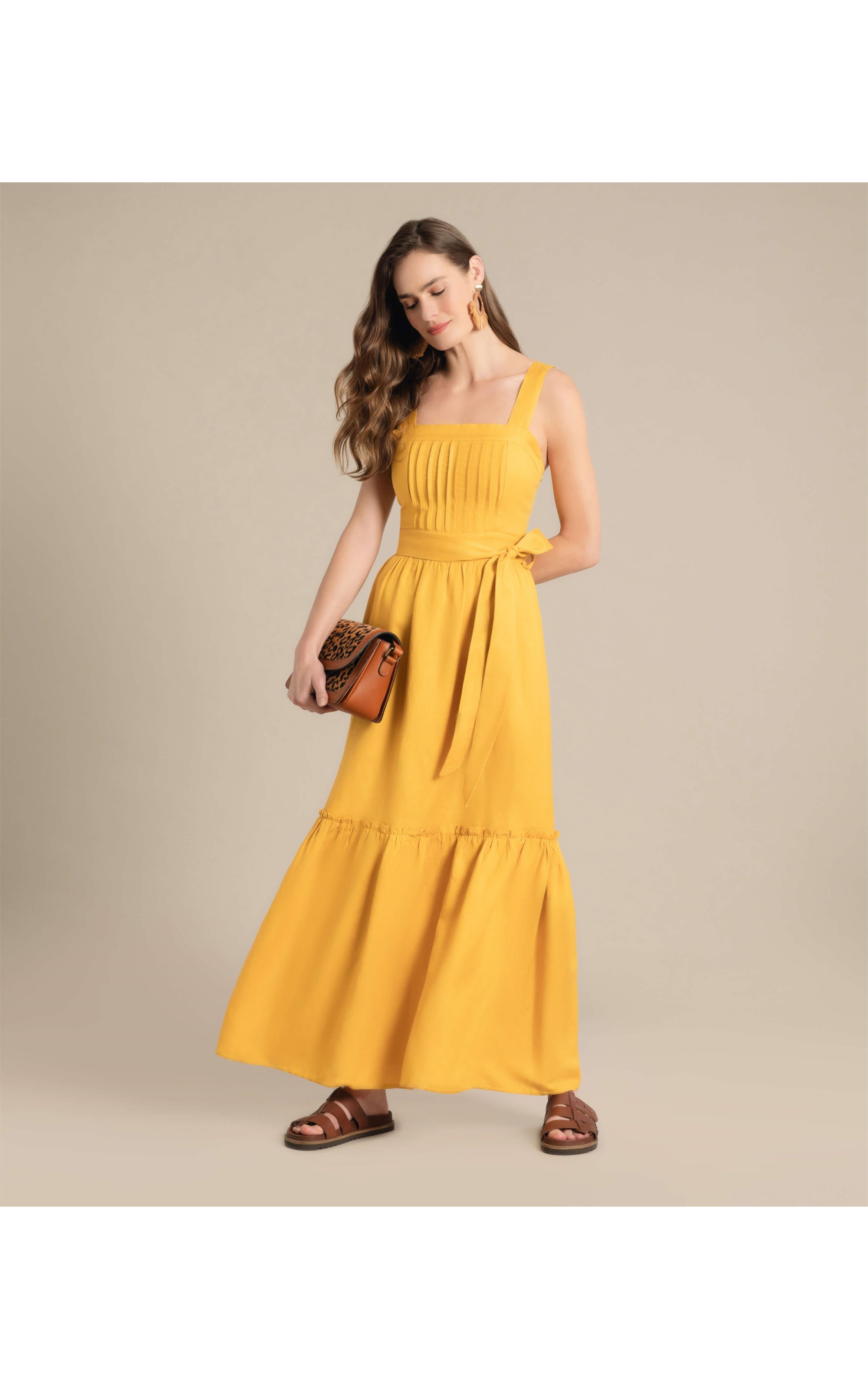Vestido Linho  Fá Amarelo