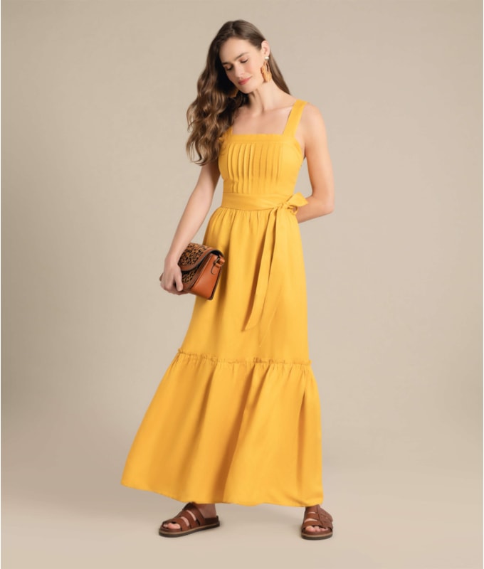 Vestido Linho  Fá Amarelo
