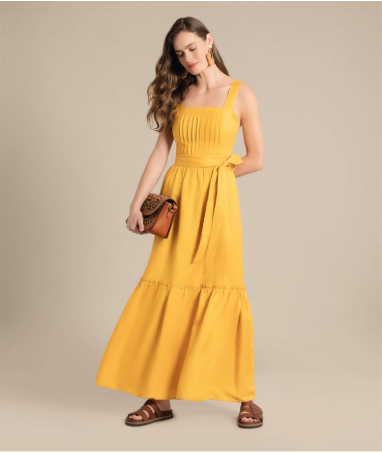 Vestido Linho  Fá Amarelo