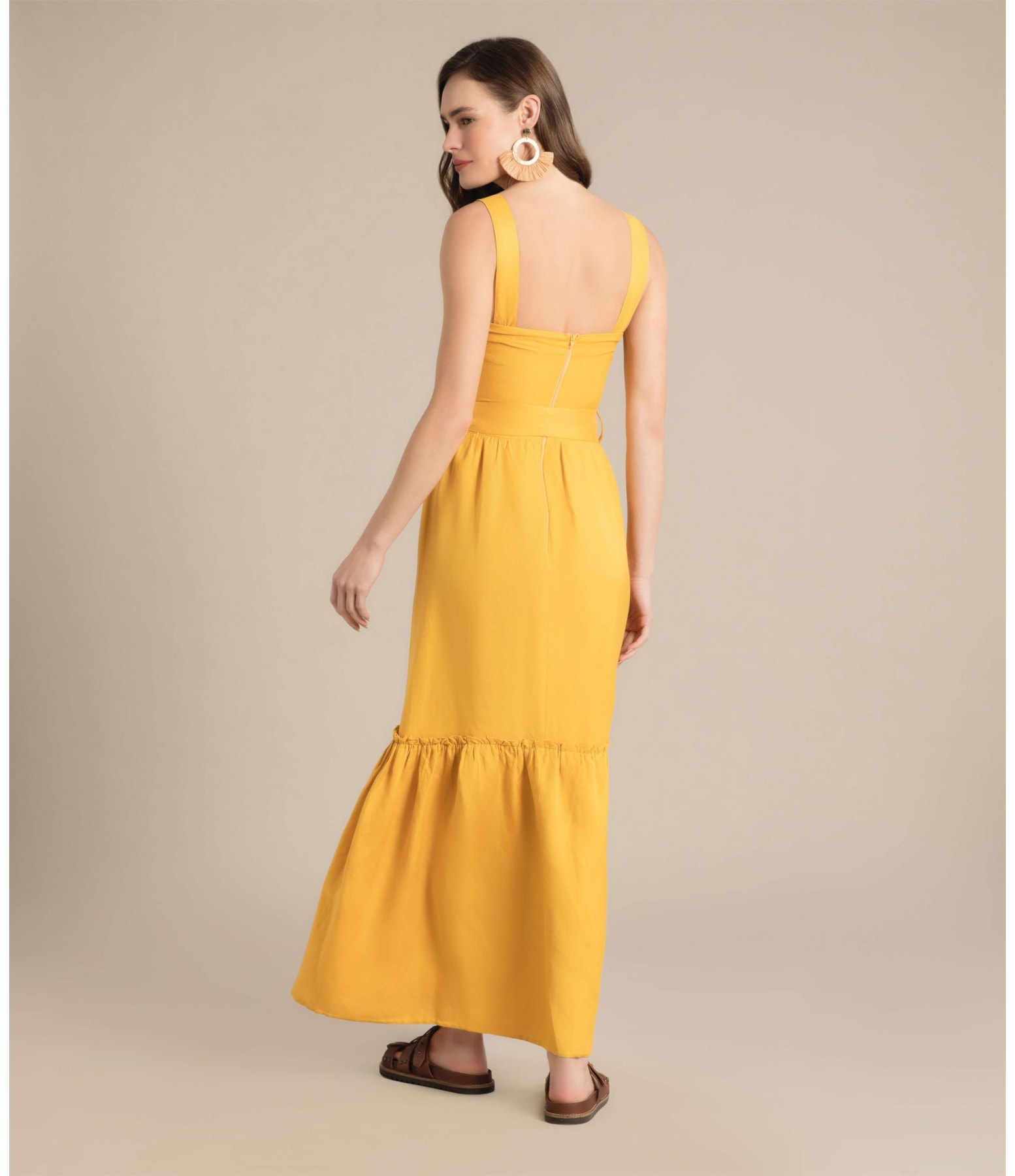 Vestido Linho  Fá Amarelo
