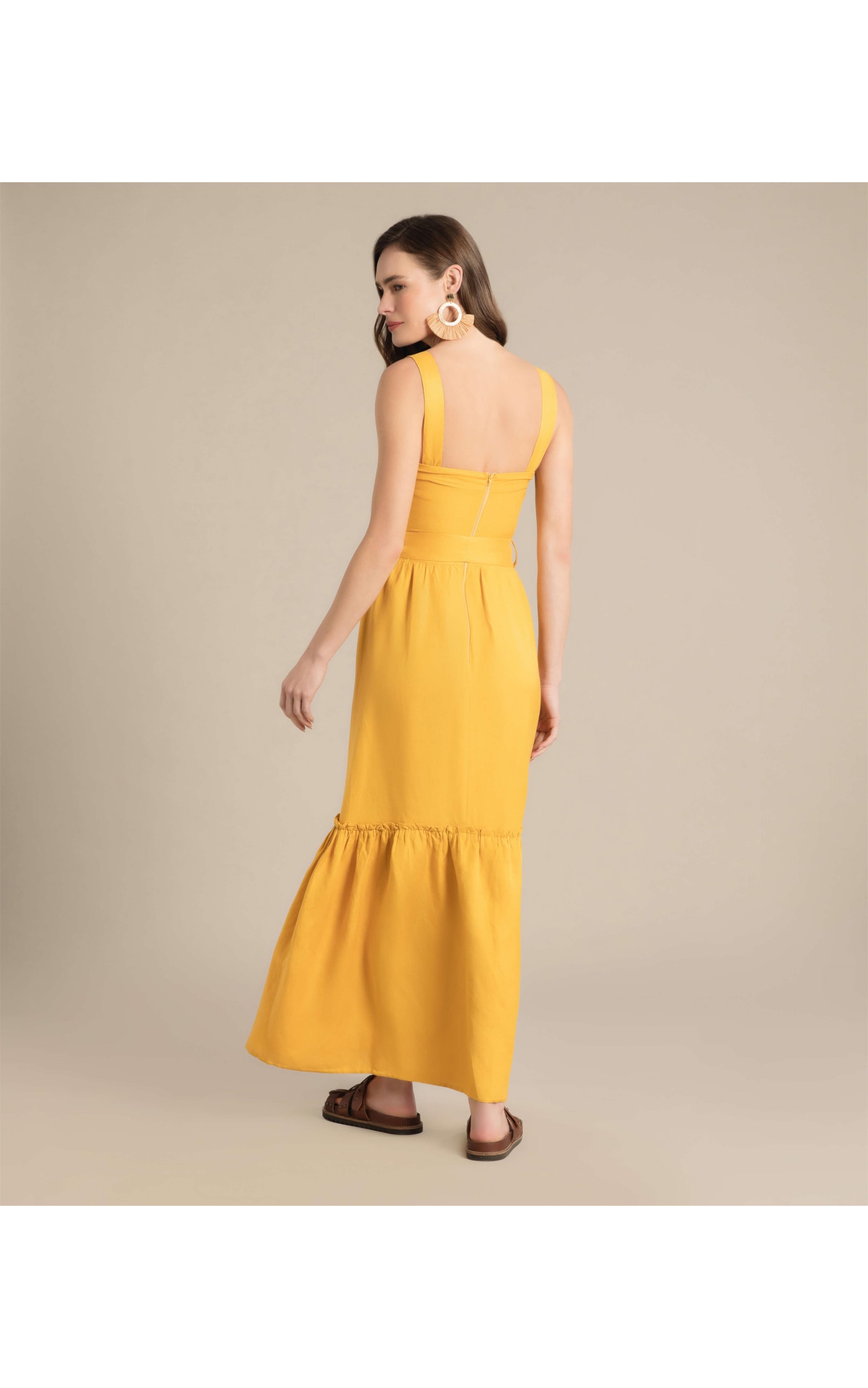 Vestido Linho  Fá Amarelo