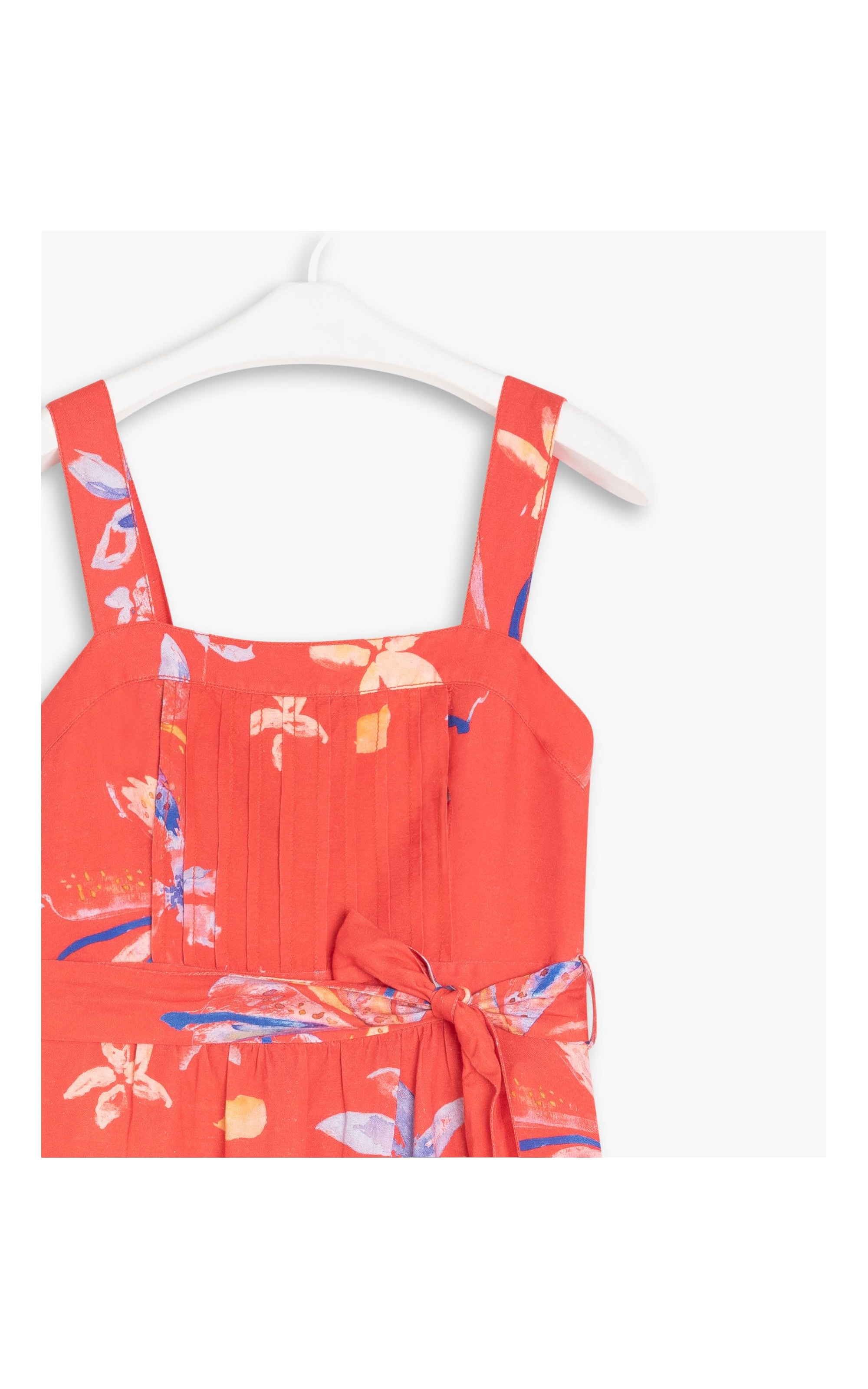 Vestido Linho  Fa Estampa Soft Flower Vermelho