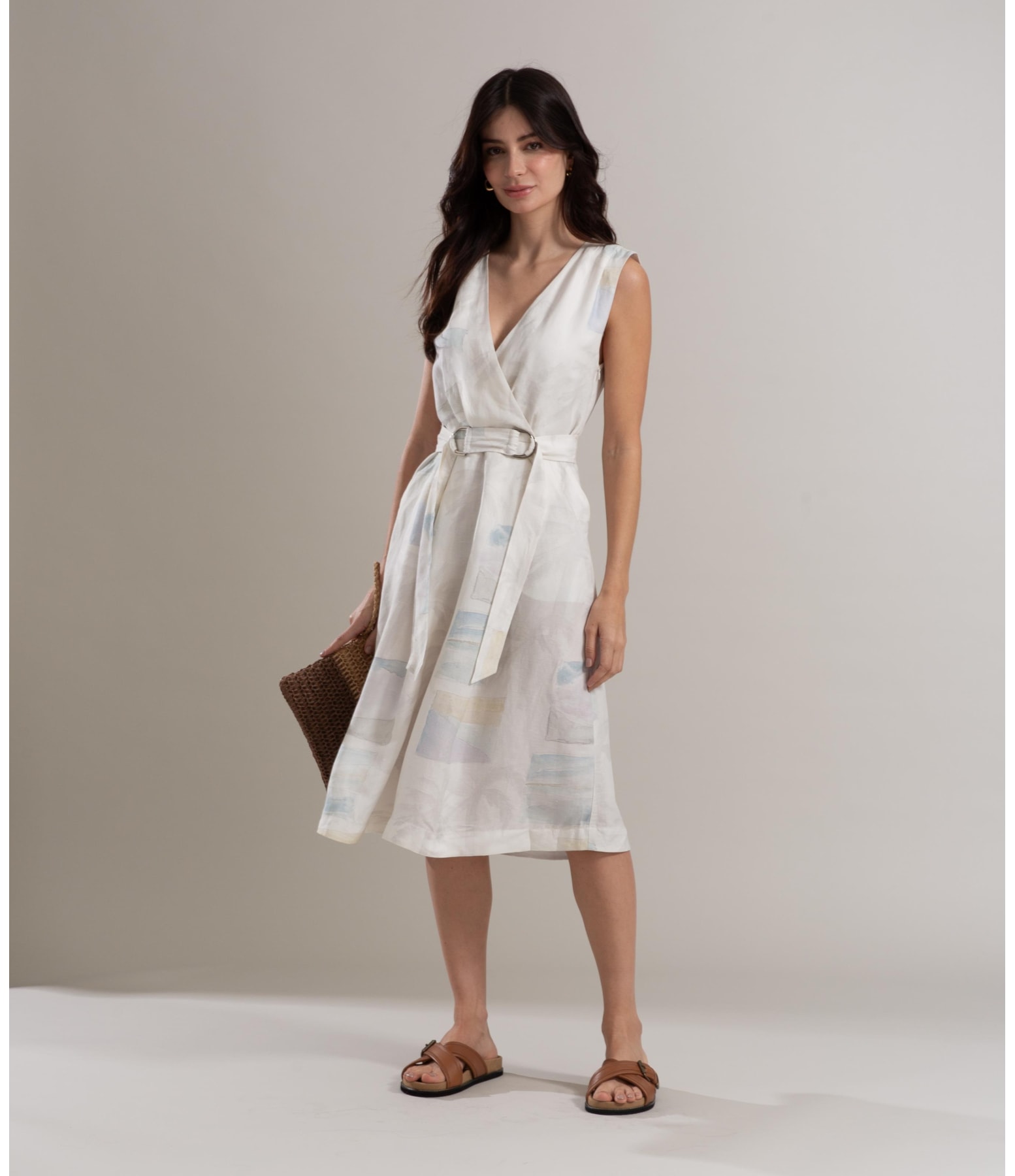 Vestido Linho  Fabiana Palm Acqua Branco