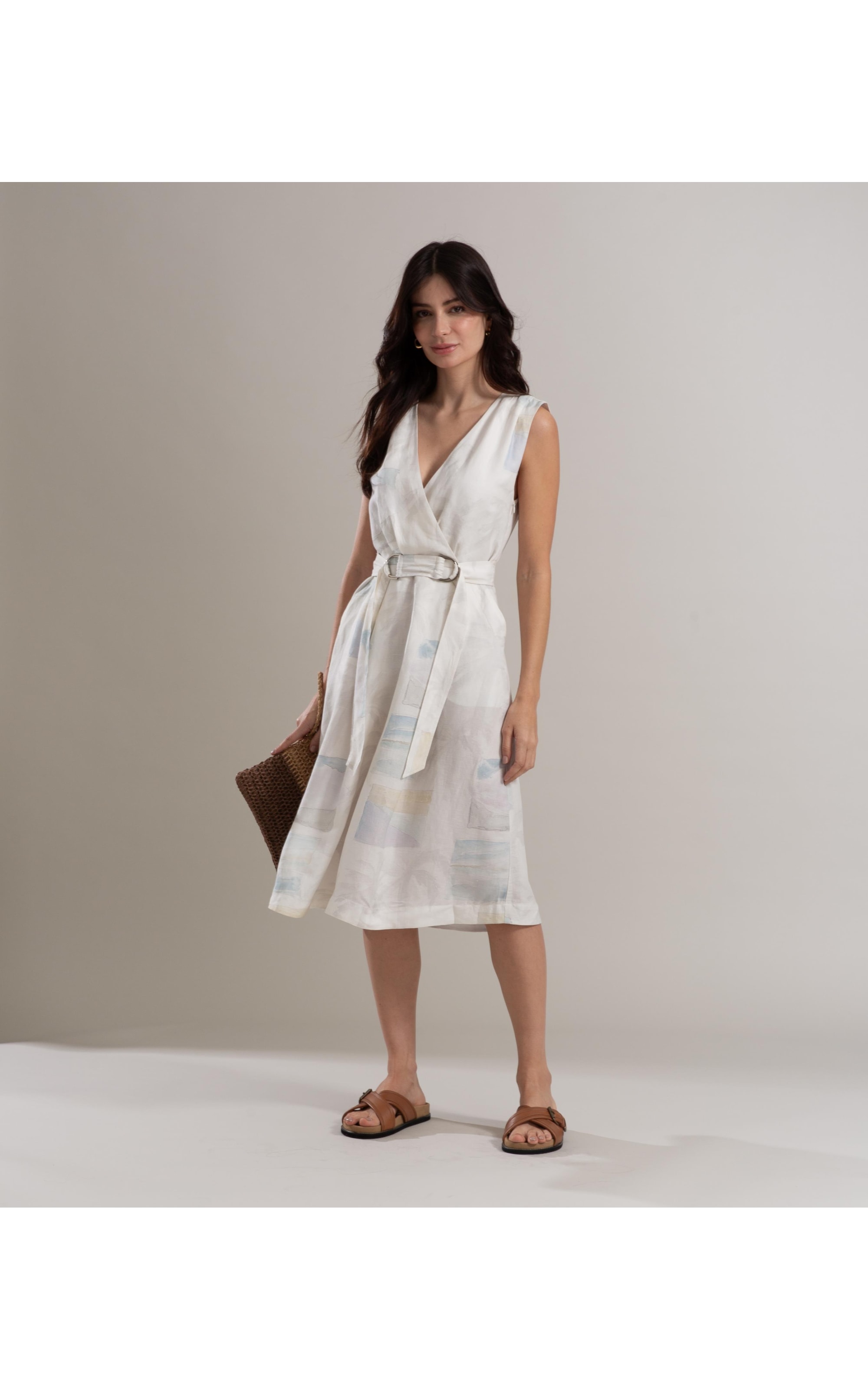 Vestido Linho  Fabiana Palm Acqua Branco