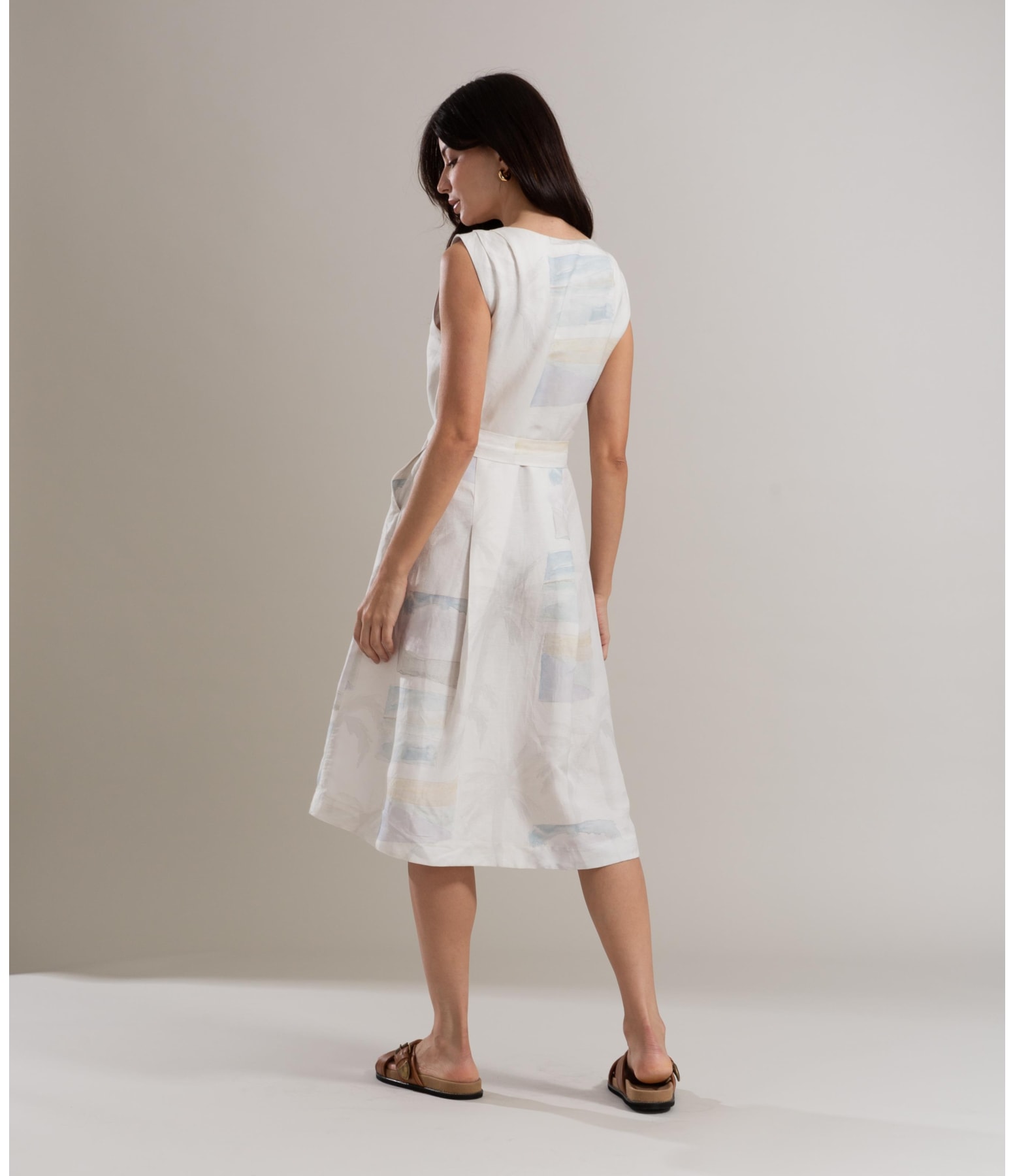 Vestido Linho  Fabiana Palm Acqua Branco