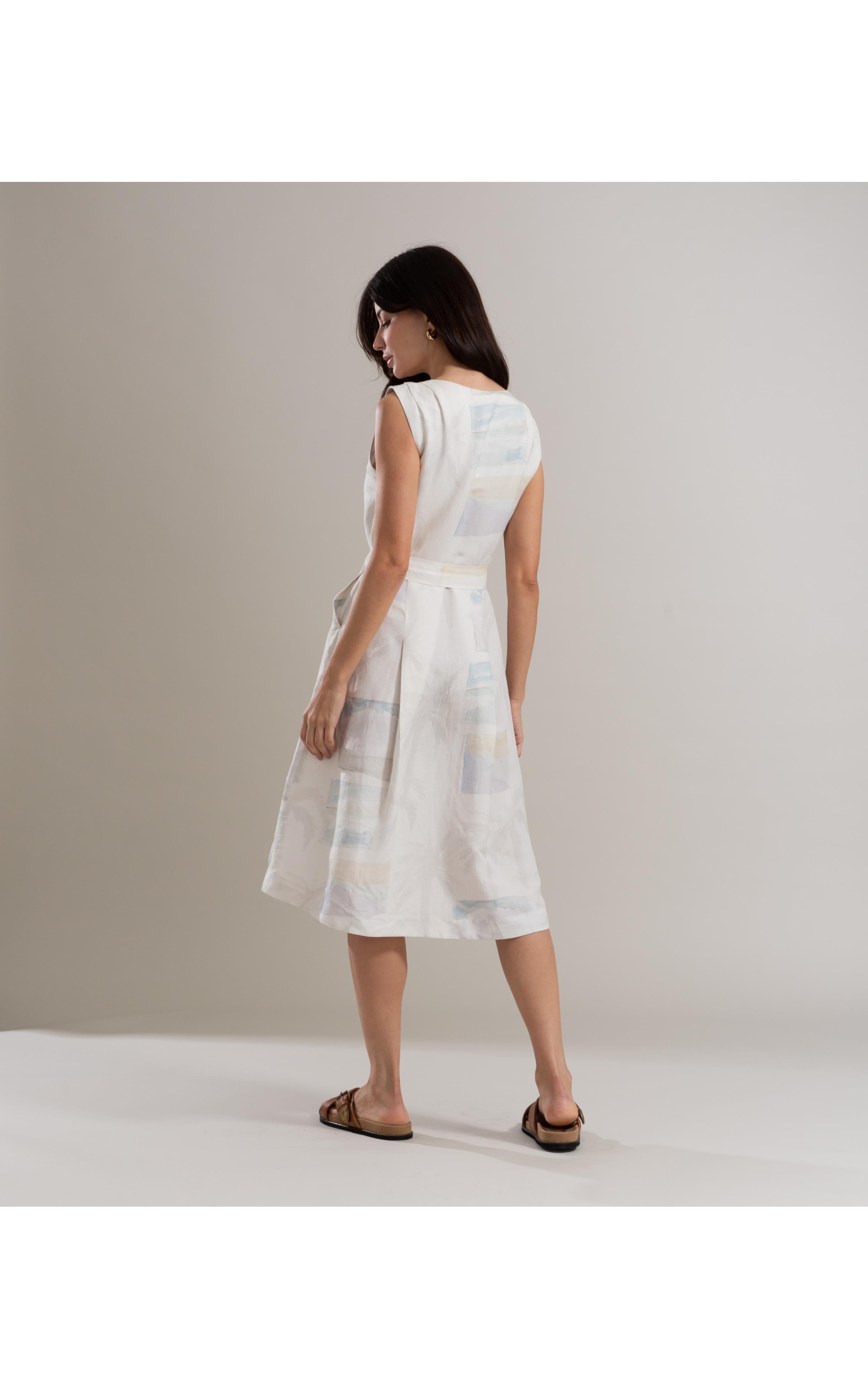 Vestido Linho  Fabiana Palm Acqua Branco