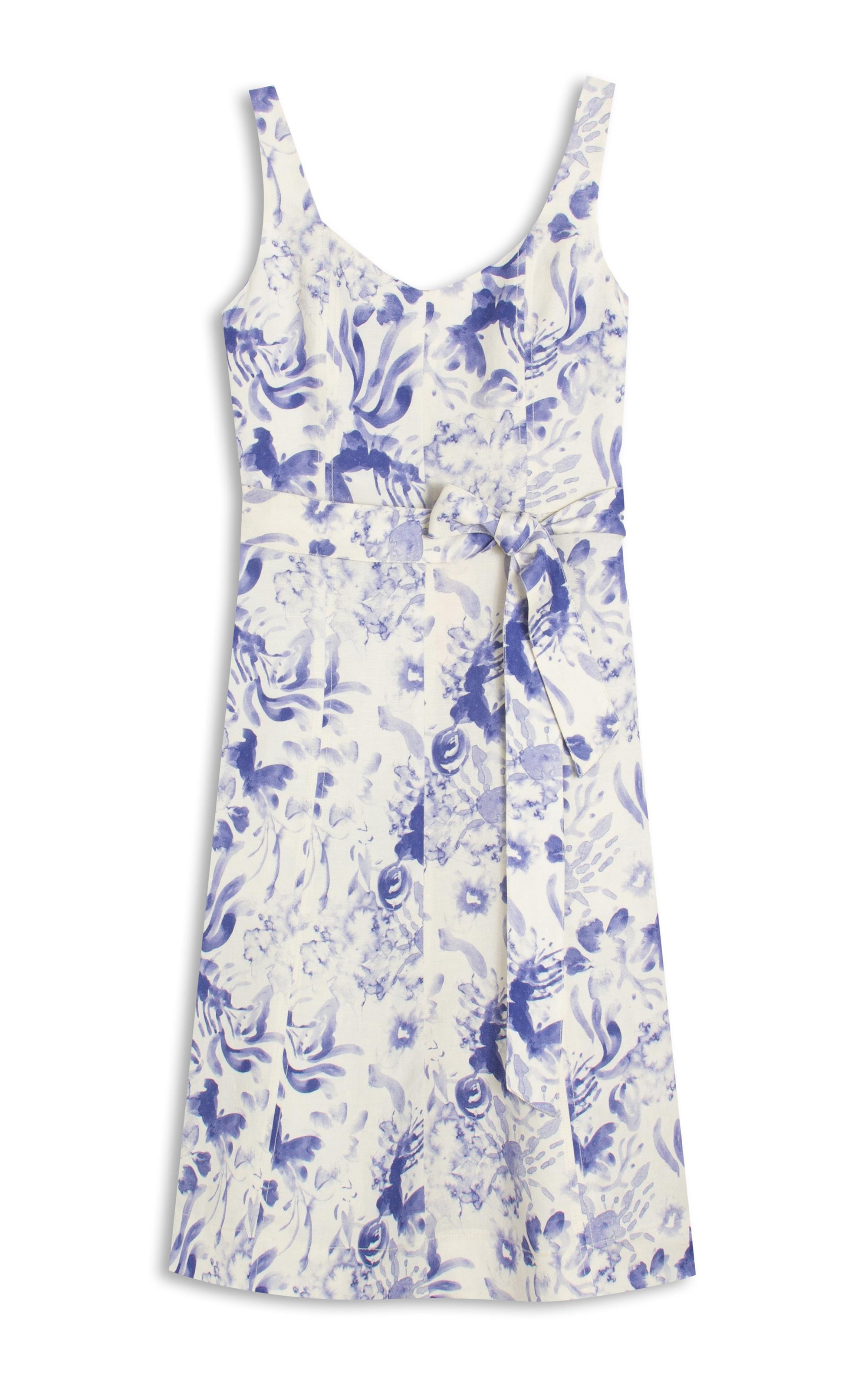 Vestido Linho  Gemma  Estampa Water Lavanda