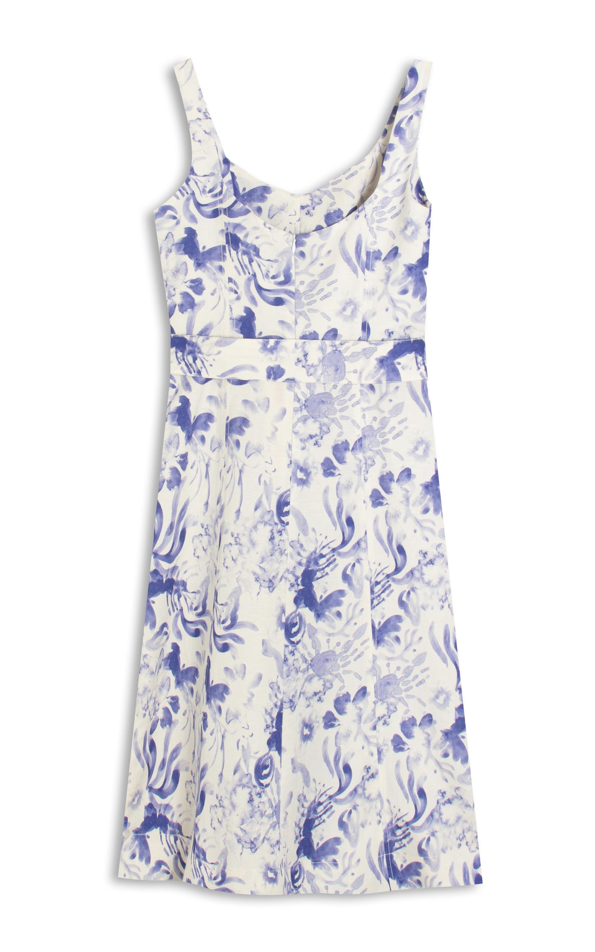 Vestido Linho  Gemma  Estampa Water Lavanda