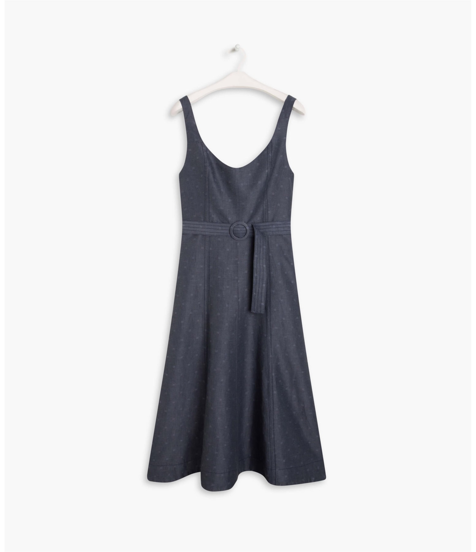 Vestido Linho  Gemma Jacquard Azul Bic