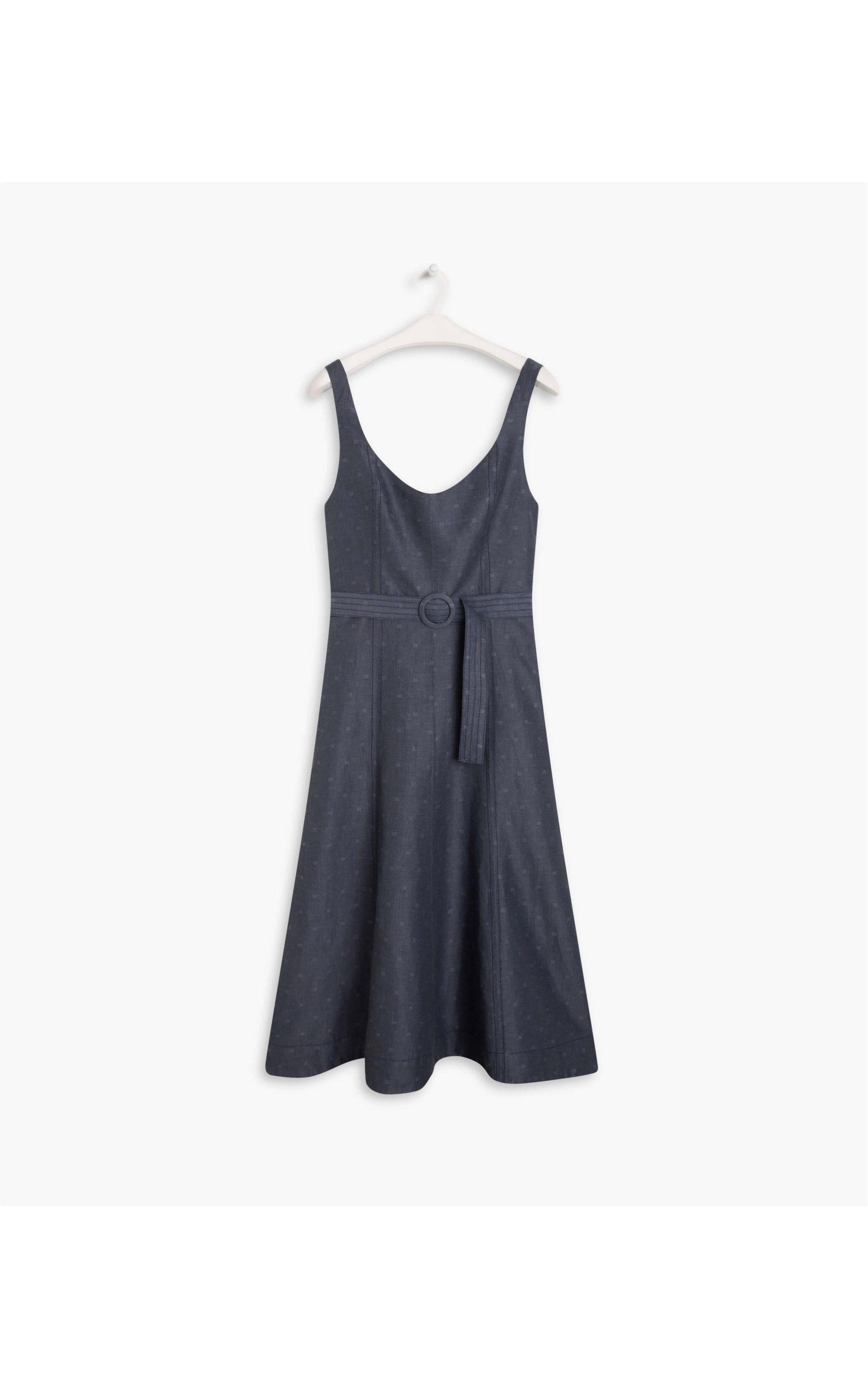 Vestido Linho  Gemma Jacquard Azul Bic
